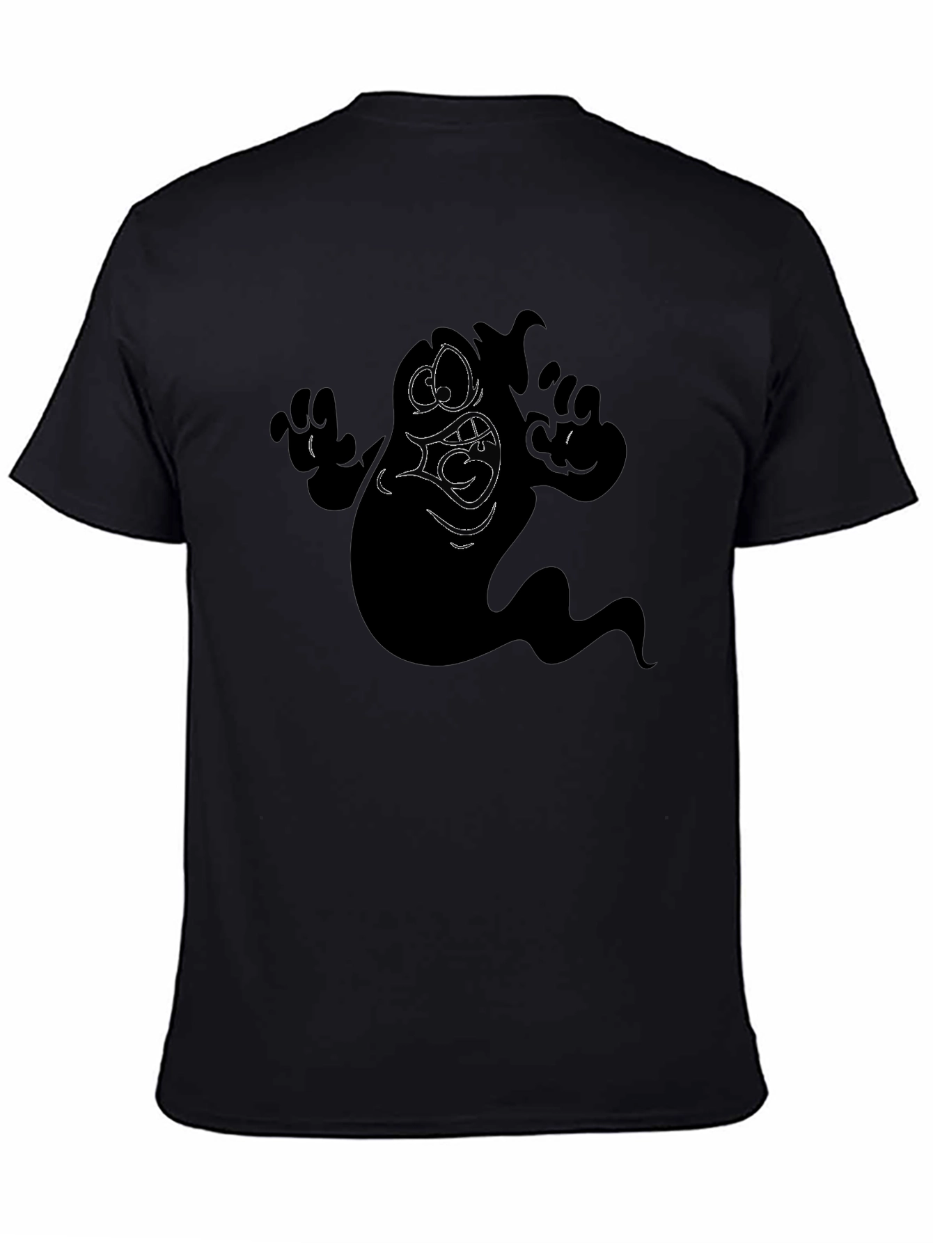Spooky Ghost Graphic Tee - Mens Black T-Shirt