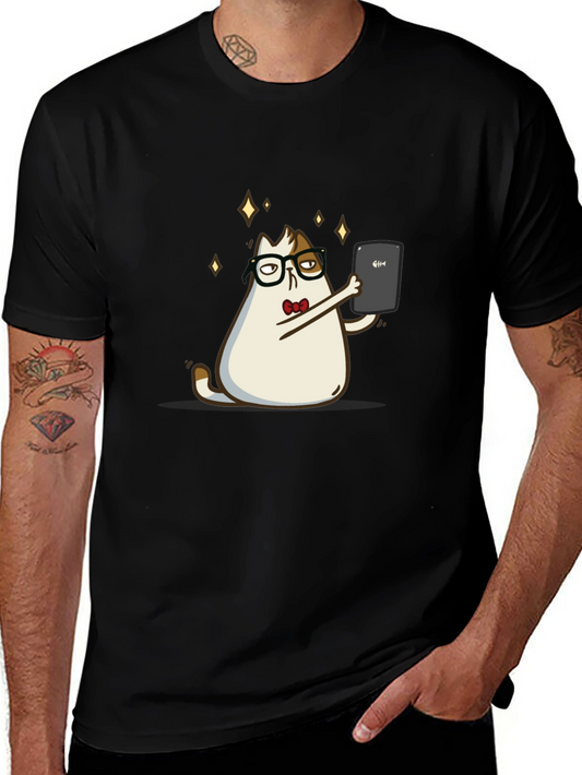 Cat Selfie Black T-Shirt