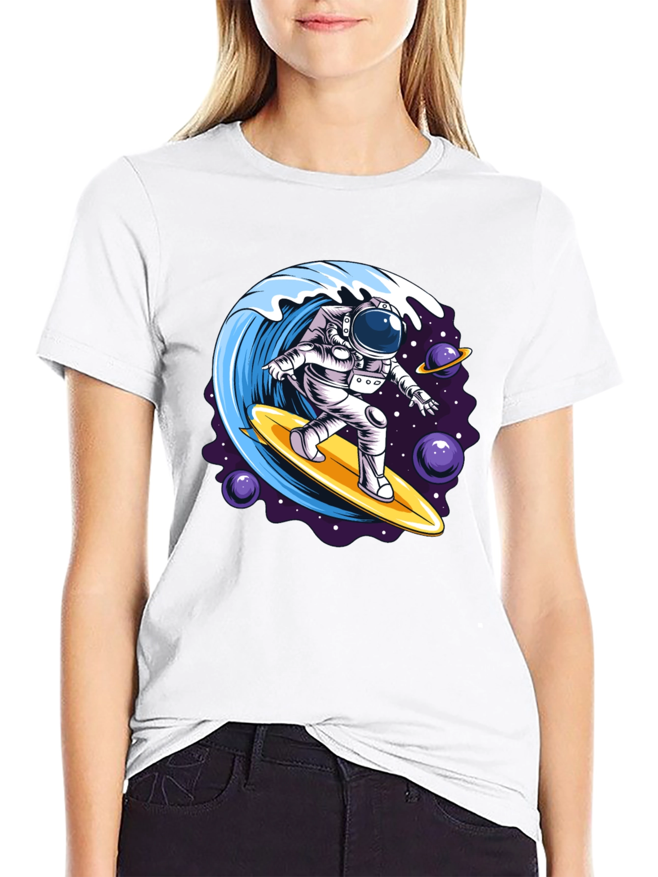 Astronaut Surfing Wave Graphic T-Shirt