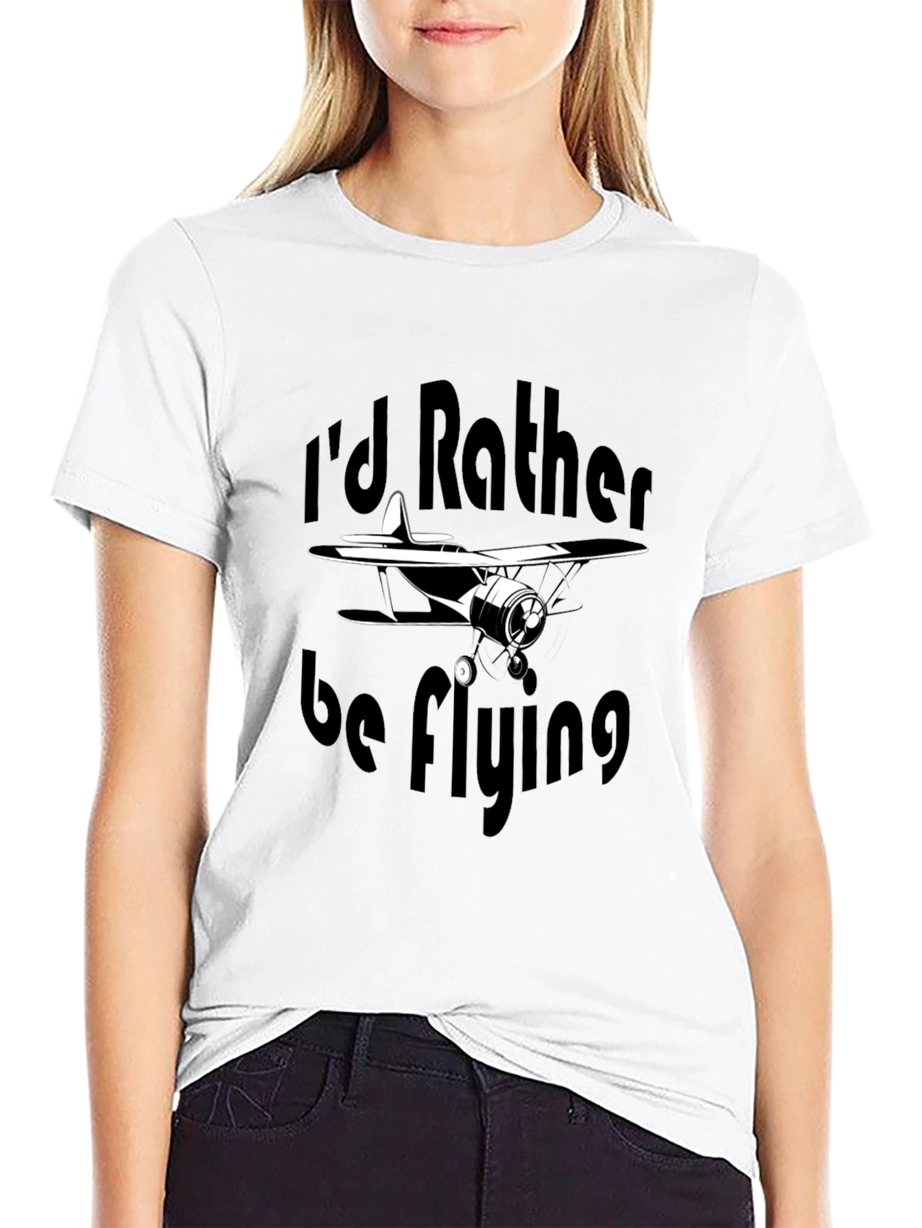 Id Rather Be Flying Black T-Shirt