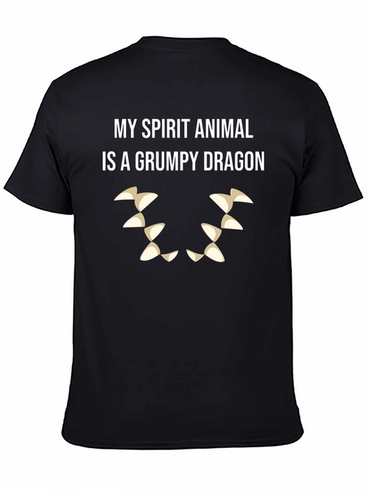 Grumpy Dragon Spirit Animal T-Shirt - Black