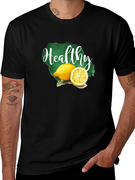 Healthy Lemon Graphic Tee - Unisex Black T-Shirt