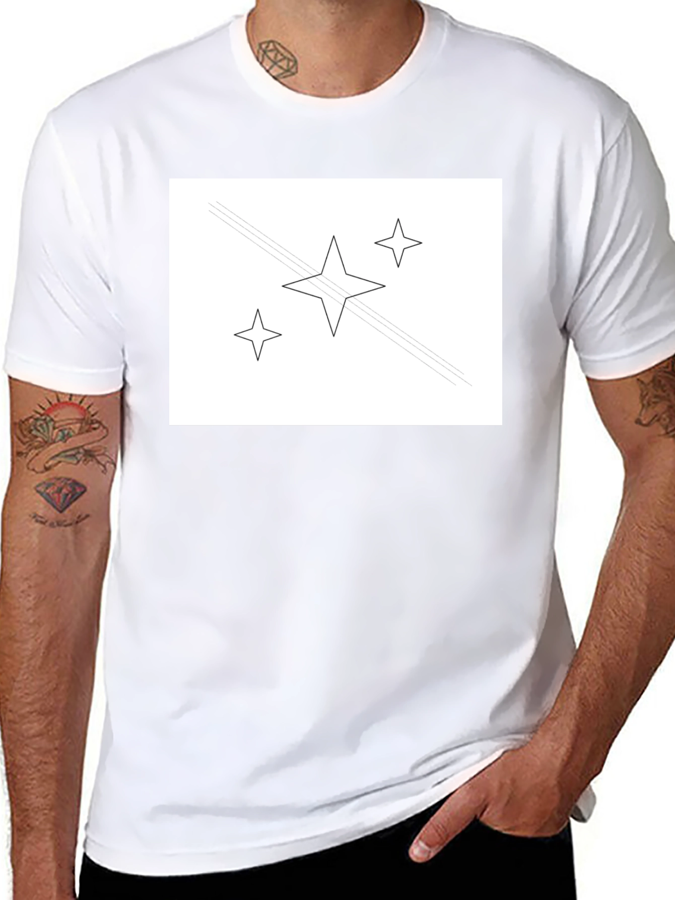 Stylish Black Tee with Star Graphic