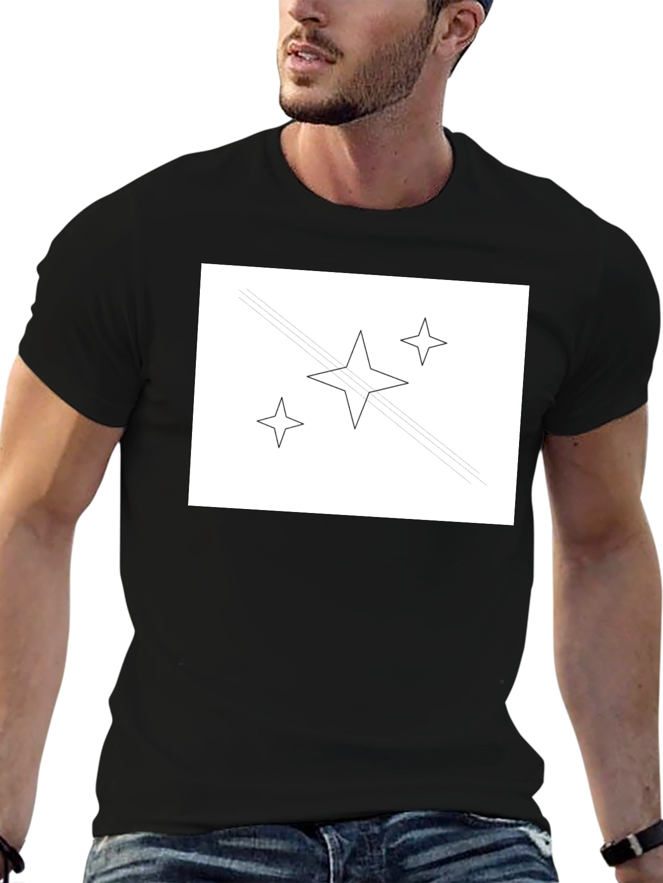 Stylish Black Tee with Star Graphic