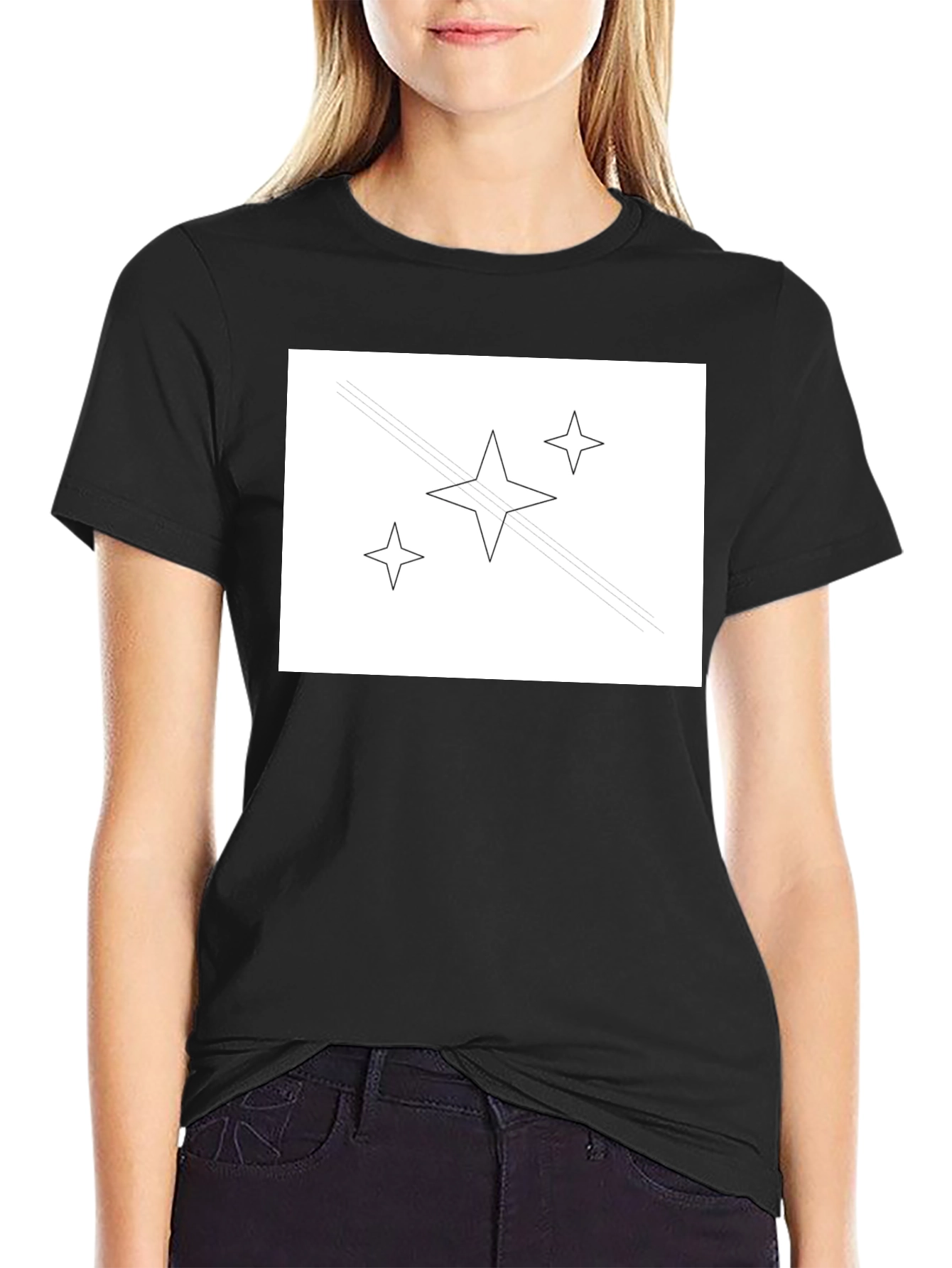 Stylish Black Tee with Star Graphic