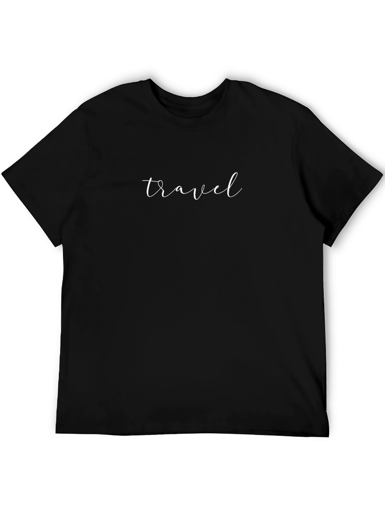 Travel Script Black T-Shirt - Adventure Ready Casual Wear