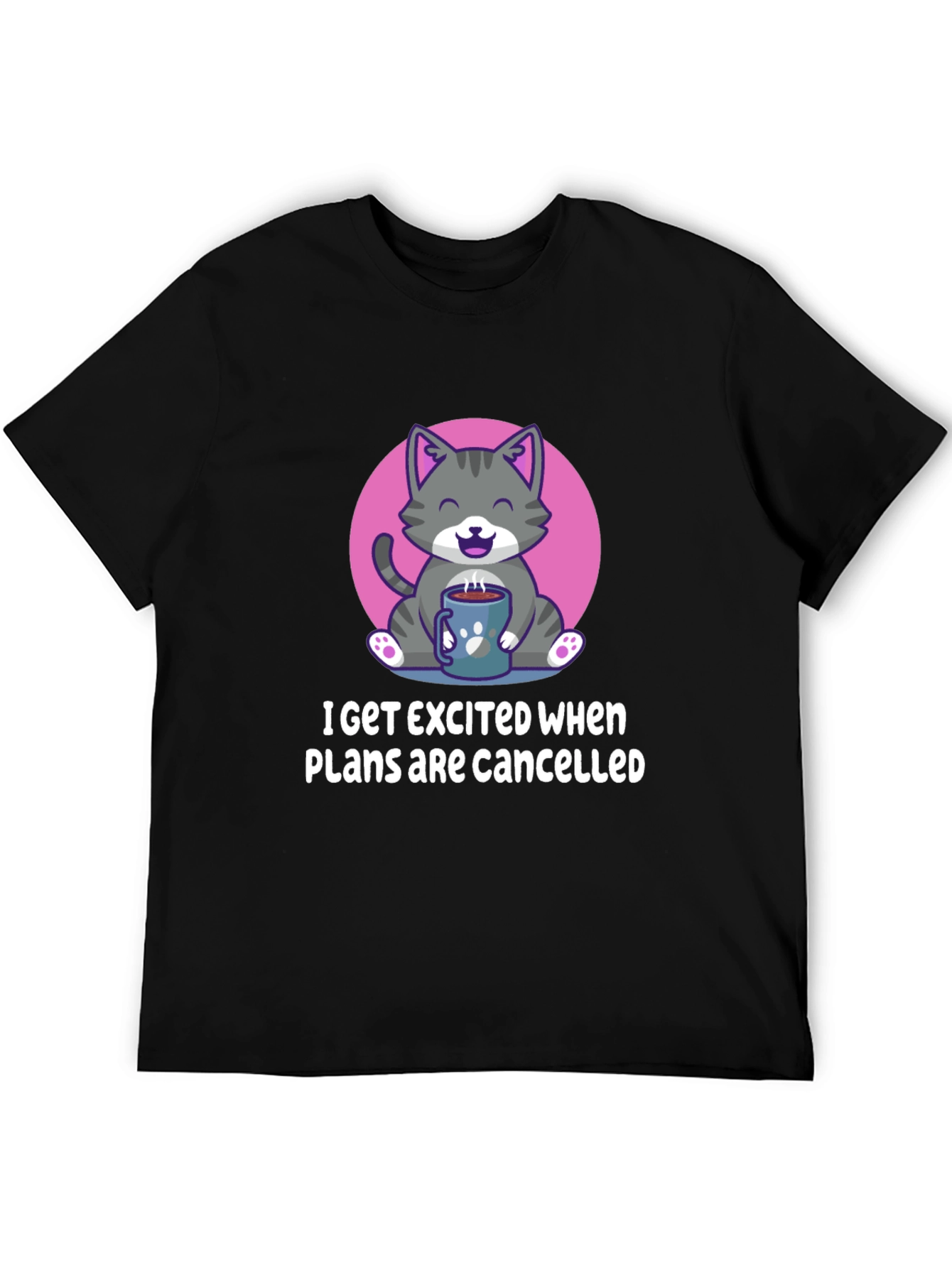 Funny Cat Coffee T-Shirt - Cancelled Plans Graphic Tee
