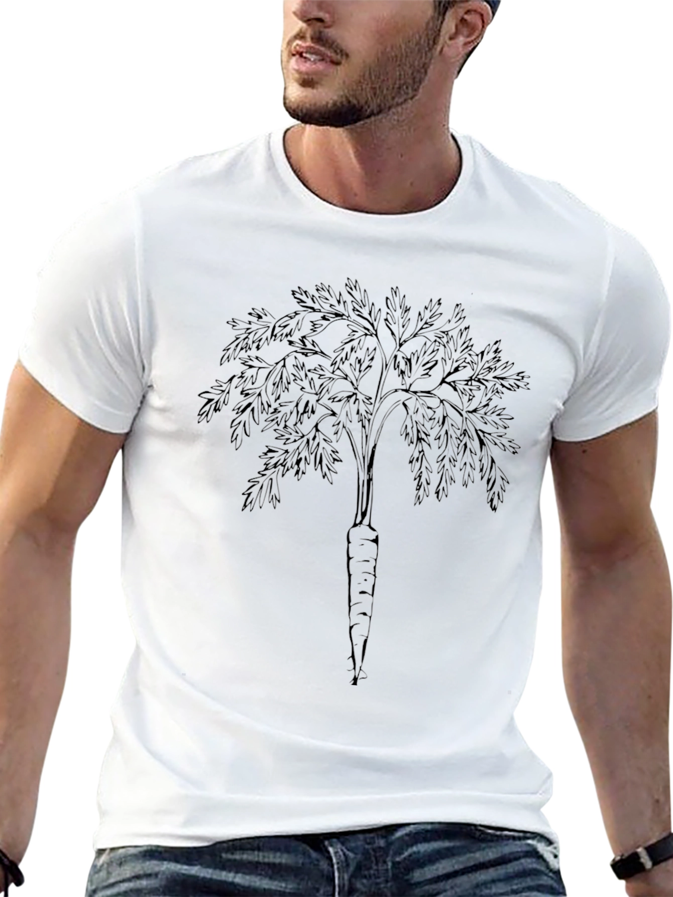 Carrot Tree Black T-Shirt - Unique Botanical Print