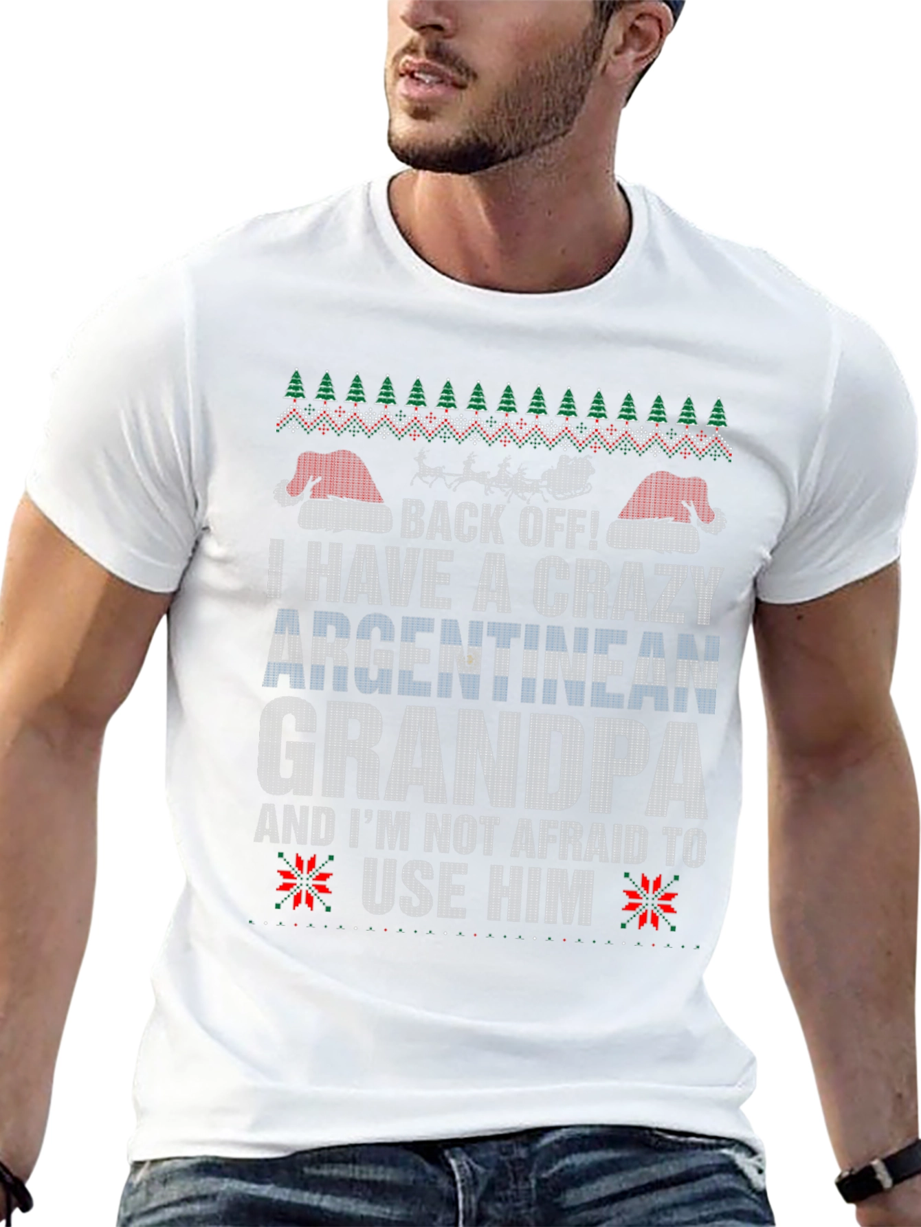 Crazy Argentinian Grandpa Ugly Christmas T-Shirt