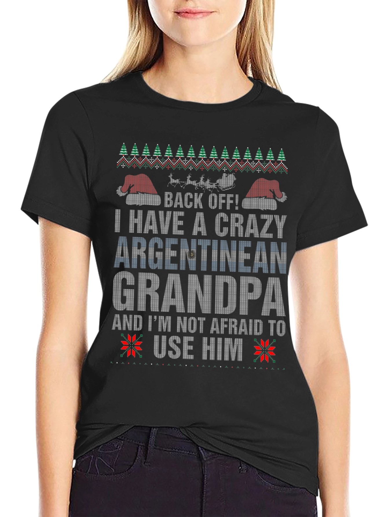 Crazy Argentinian Grandpa Ugly Christmas T-Shirt