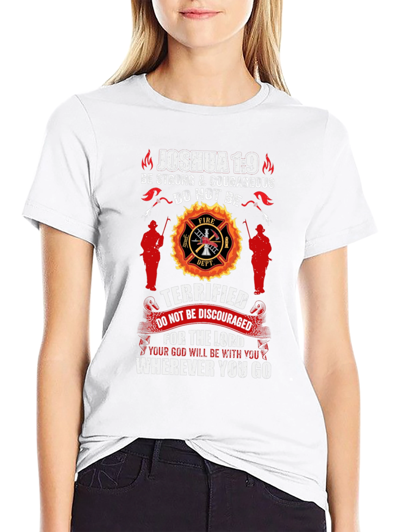 Firefighter Joshua 1:9 Graphic T-Shirt