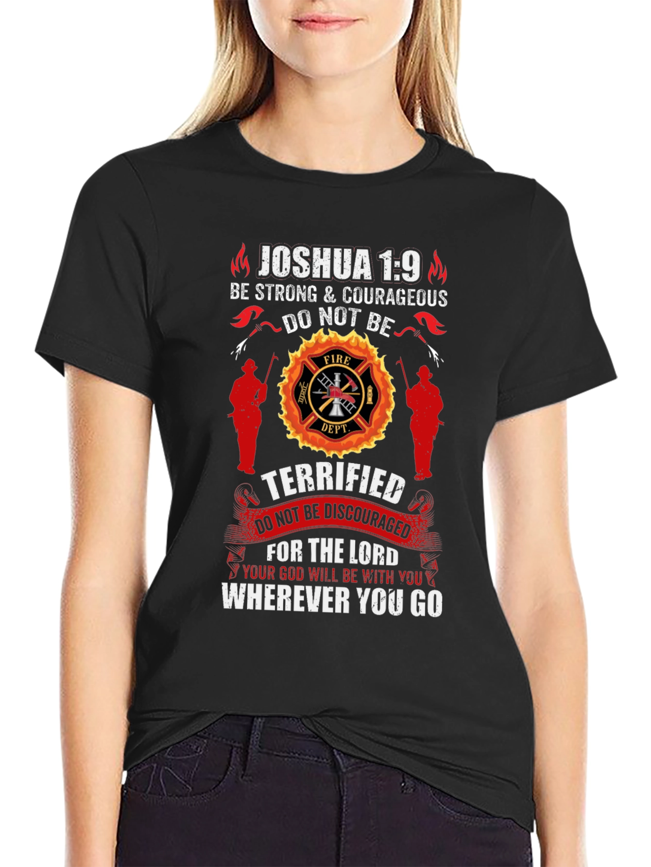 Firefighter Joshua 1:9 Graphic T-Shirt