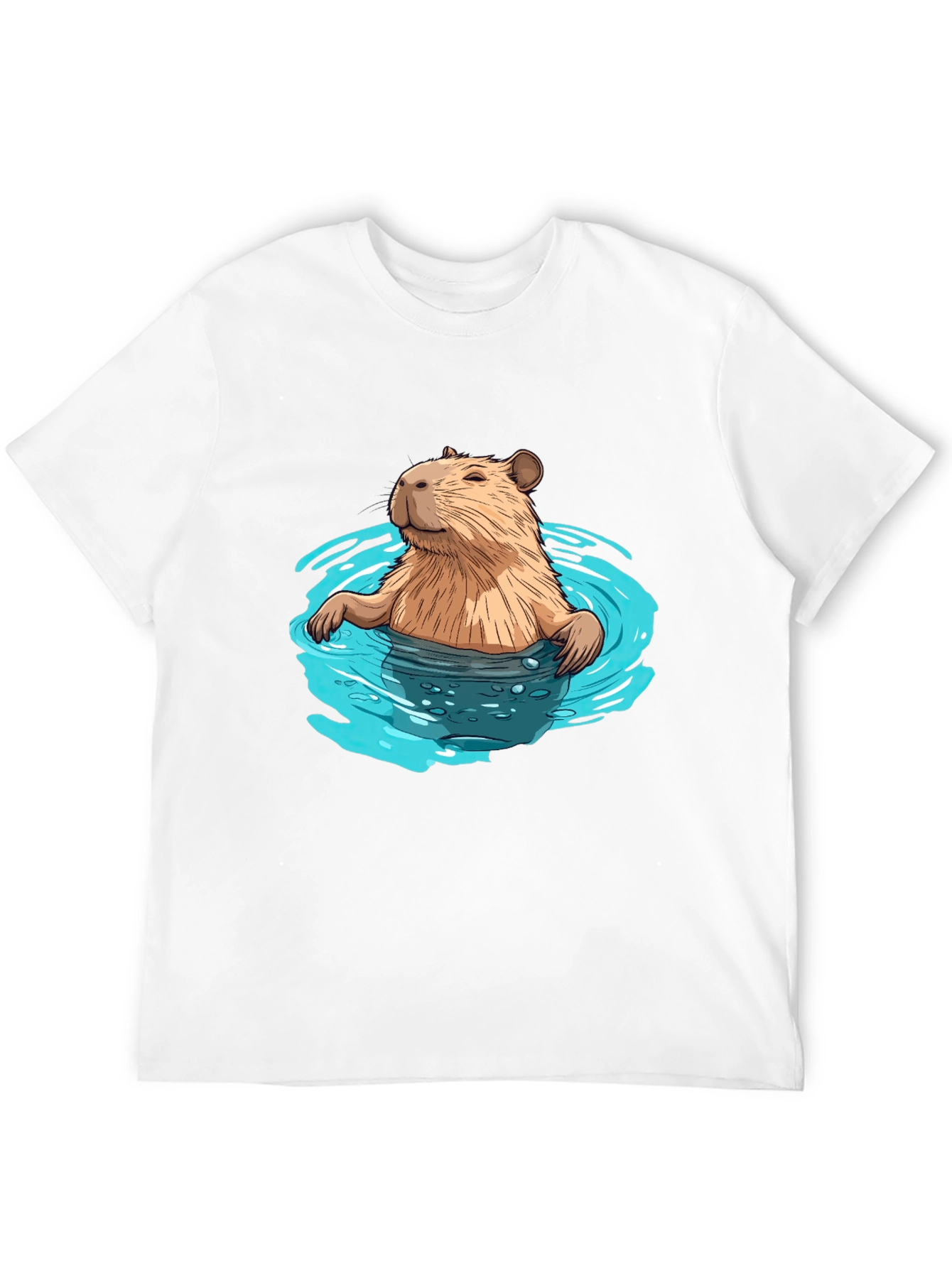 Capybara in Water Black T-Shirt