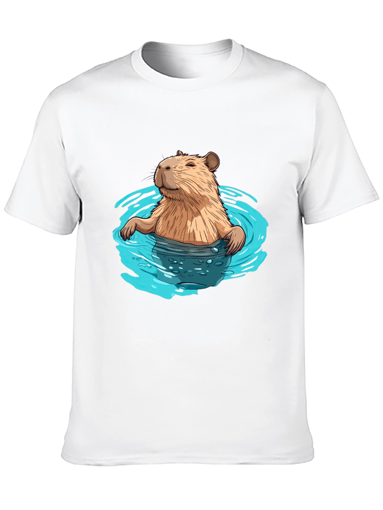 Capybara in Water Black T-Shirt