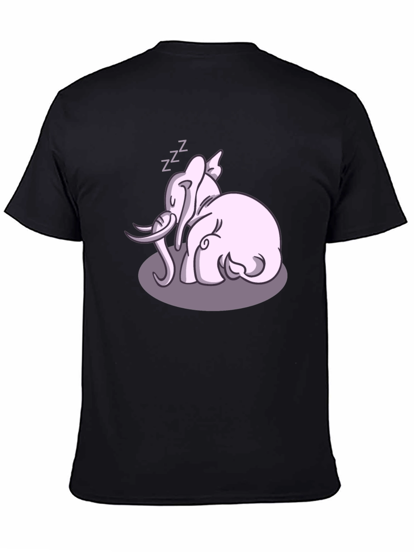 Cute Sleeping Elephant Graphic Tee - Black Cotton Shirt