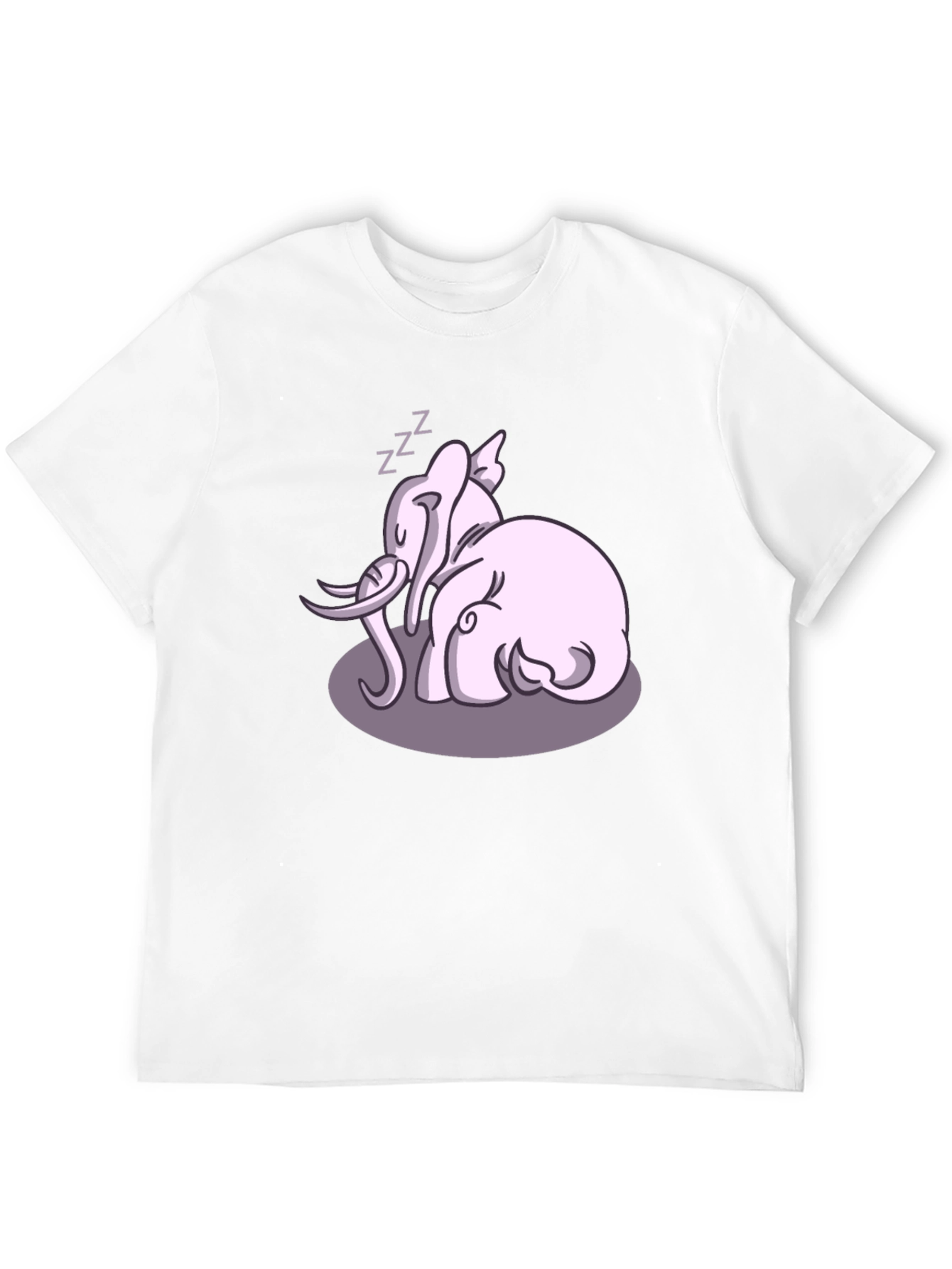 Cute Sleeping Elephant Graphic Tee - Black Cotton Shirt