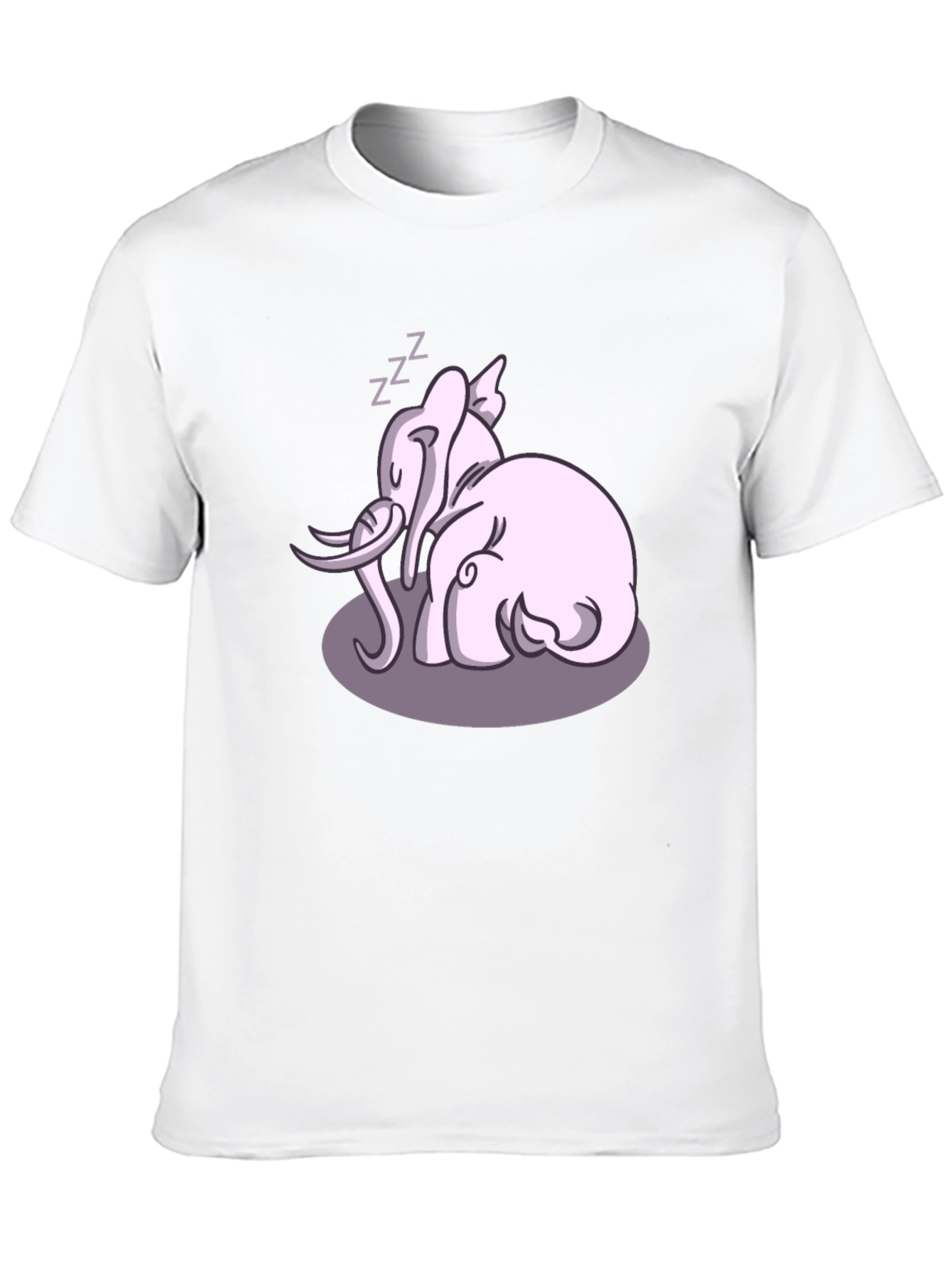 Cute Sleeping Elephant Graphic Tee - Black Cotton Shirt