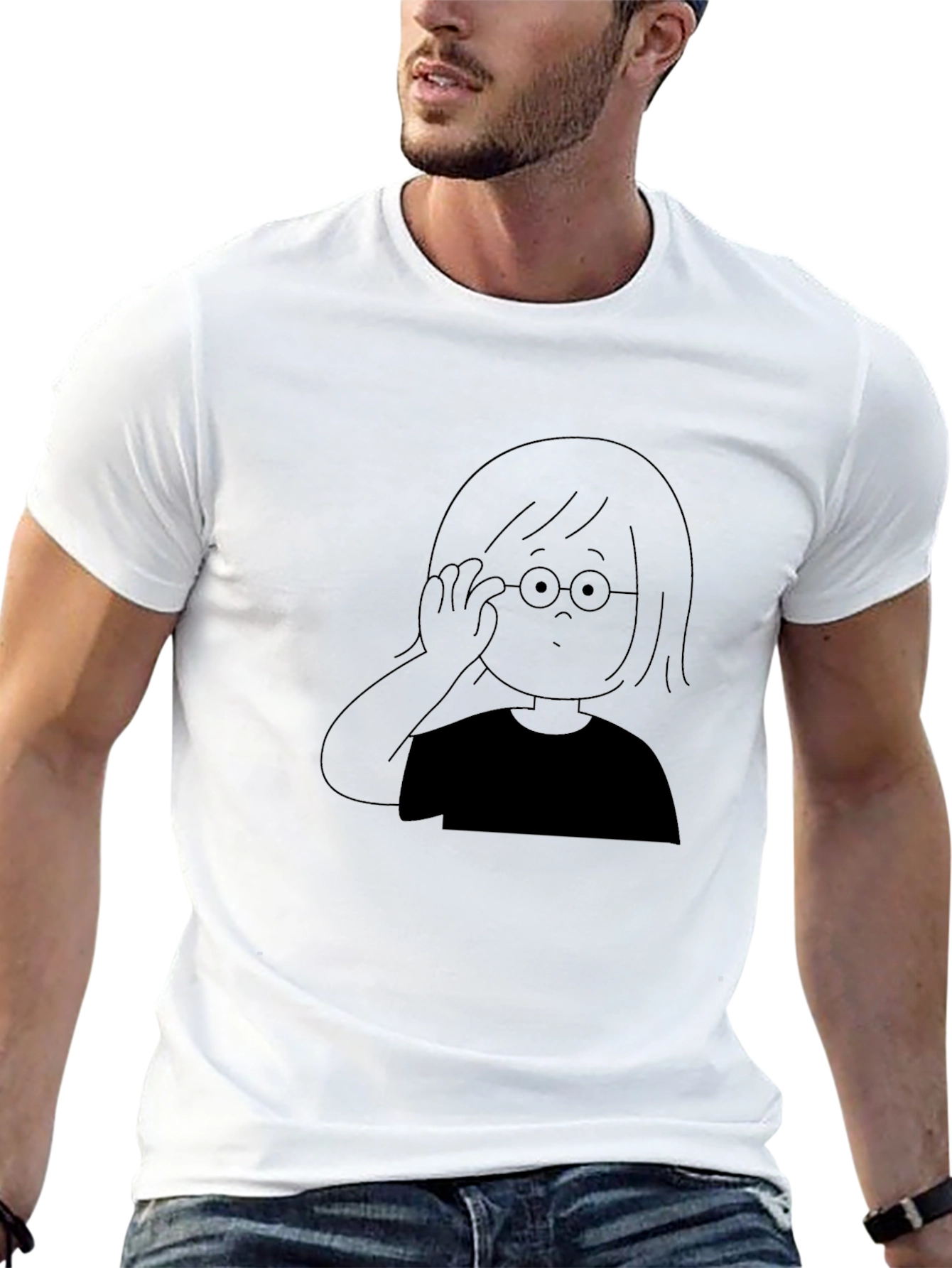 Cartoon Graphic Tee - Black Casual T-Shirt
