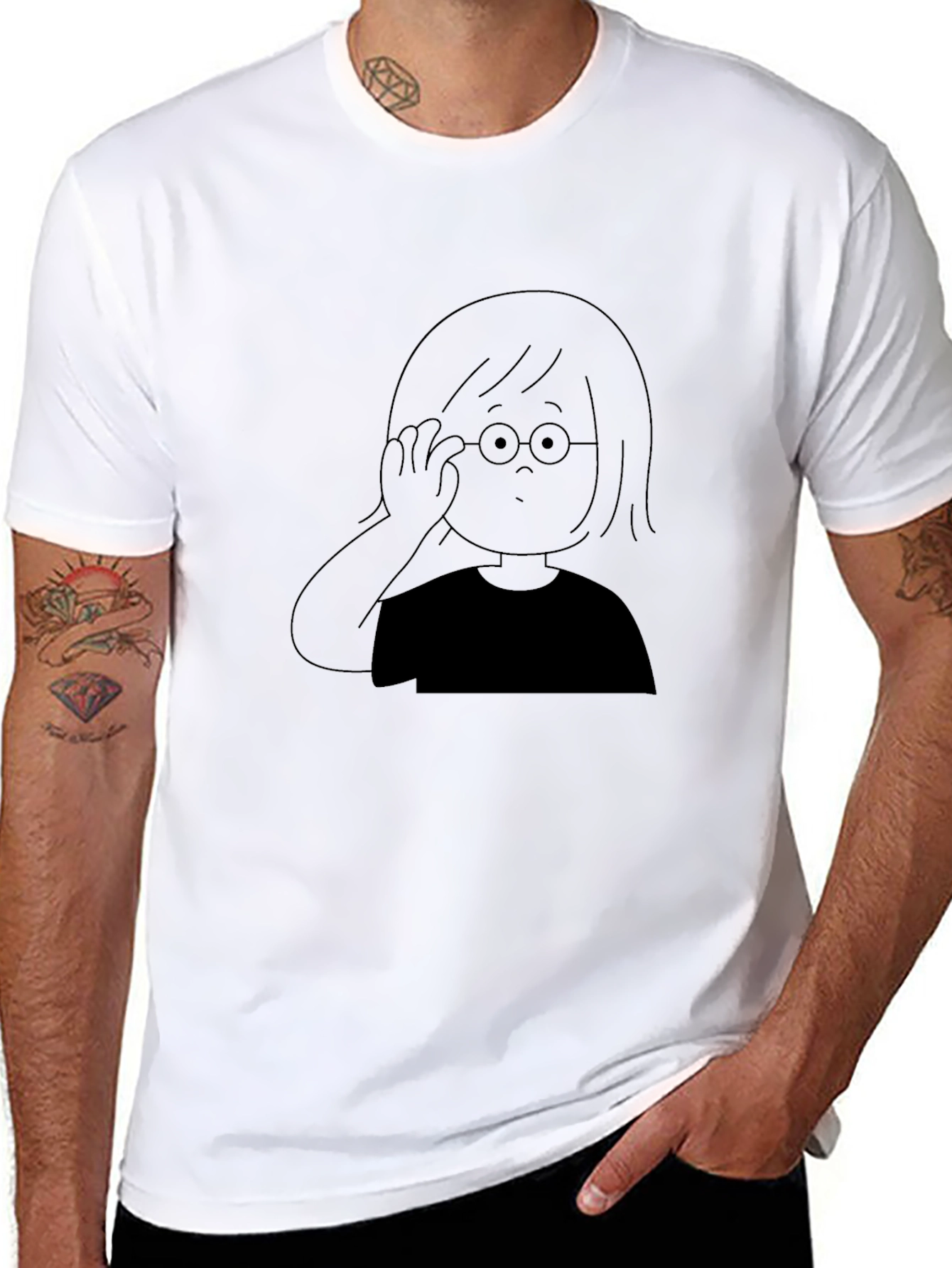 Cartoon Graphic Tee - Black Casual T-Shirt