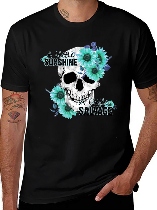 Skull & Sunflower Graphic Tee - Sunshine Salvage Design