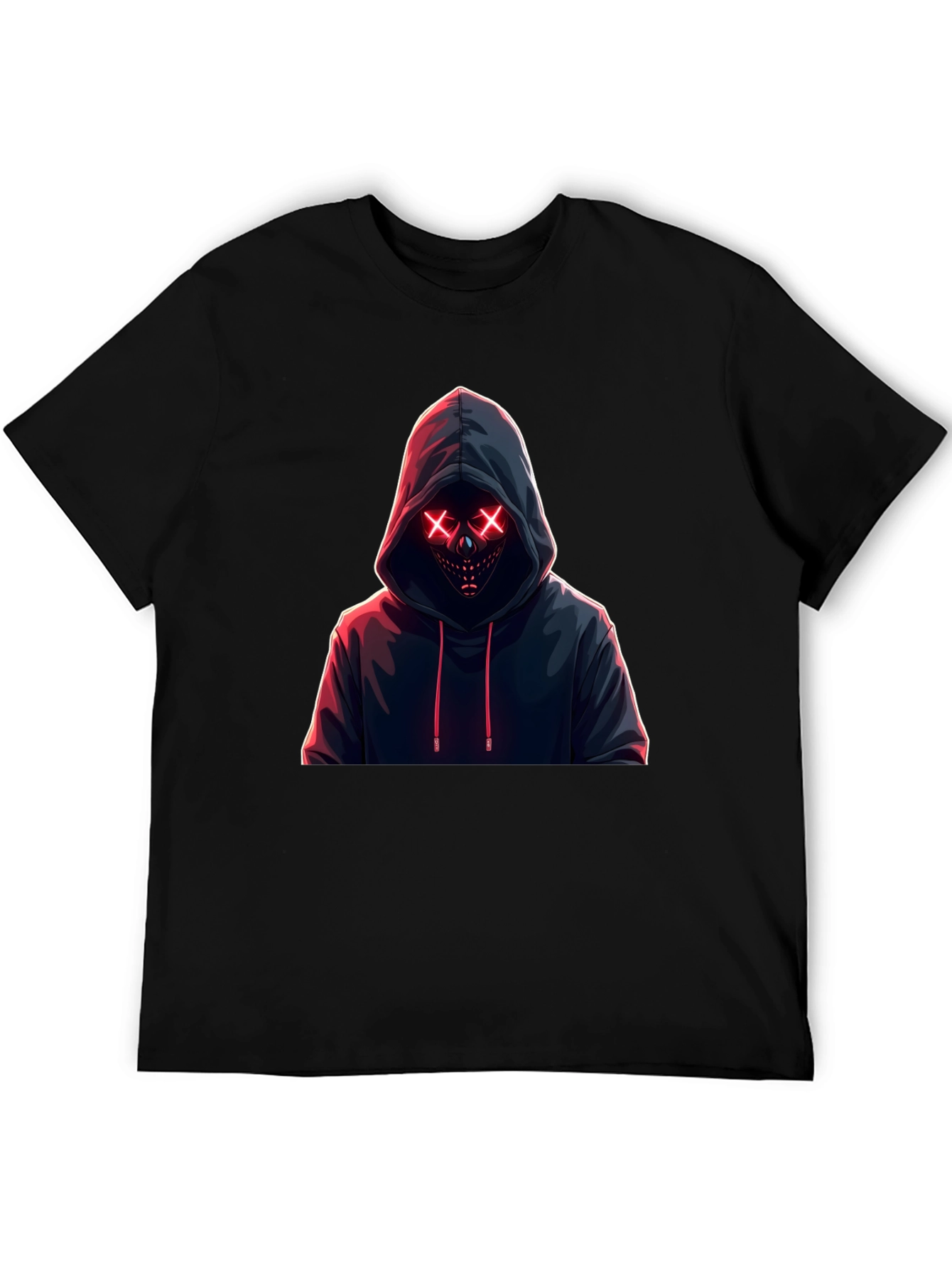 Hooded Neon Mask T-Shirt - Mens Black Tee