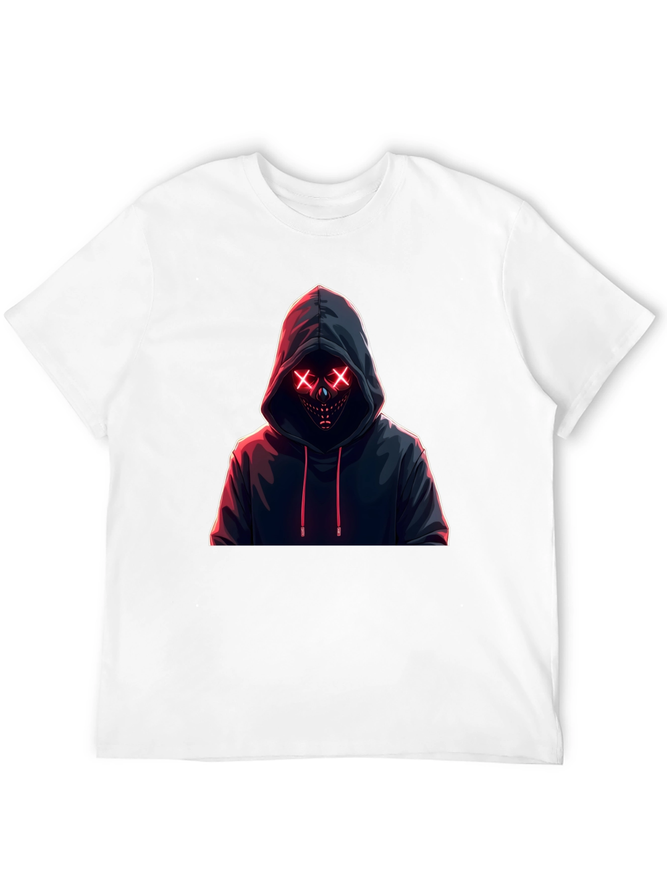 Hooded Neon Mask T-Shirt - Mens Black Tee