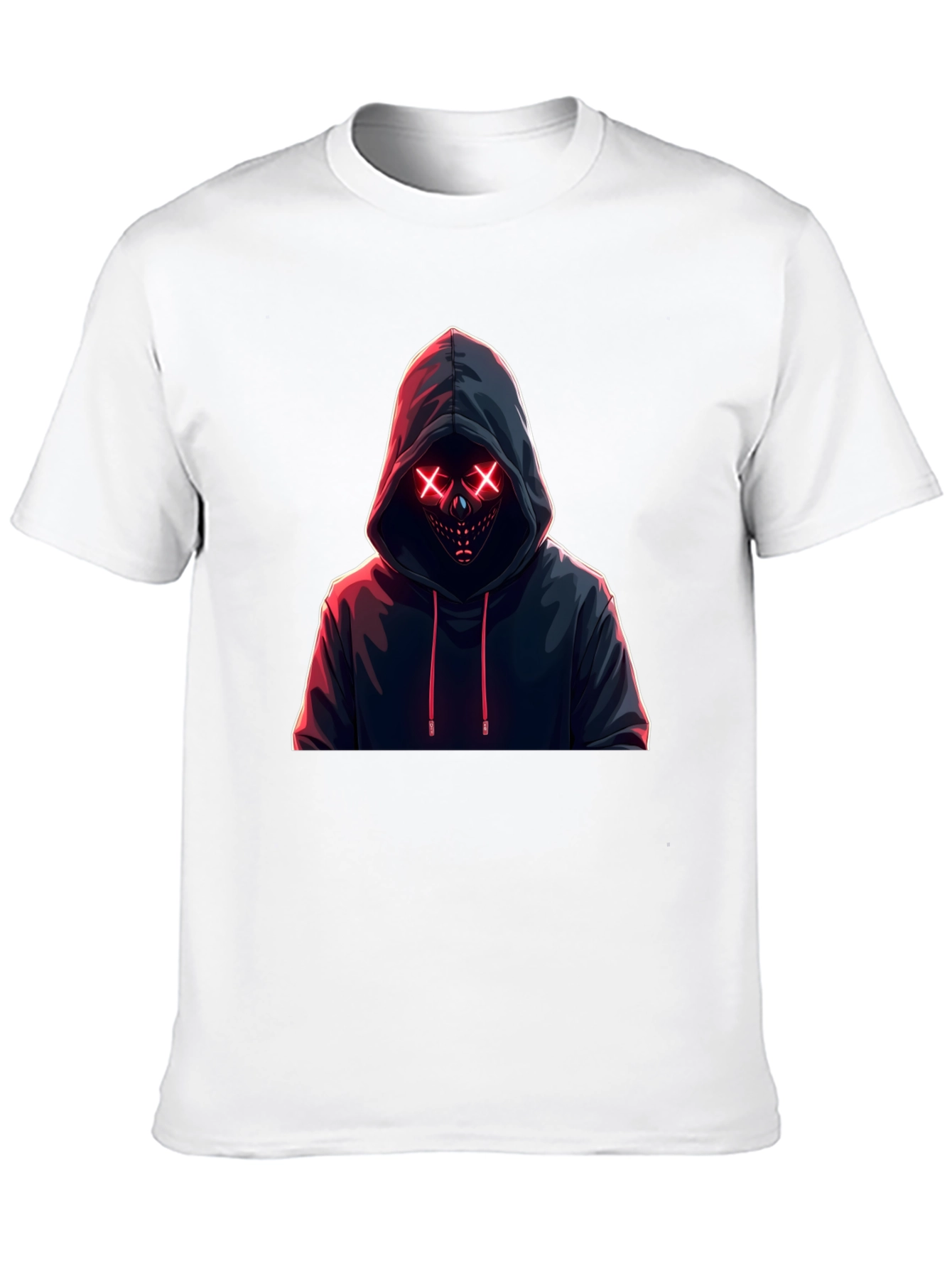 Hooded Neon Mask T-Shirt - Mens Black Tee
