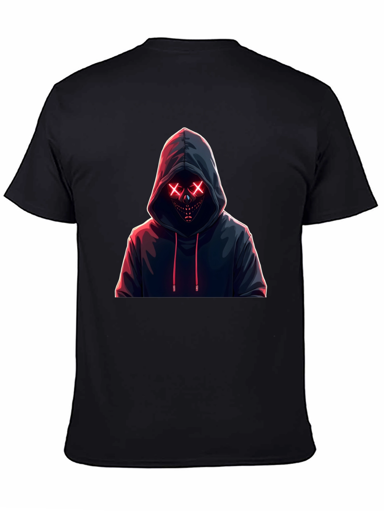 Hooded Neon Mask T-Shirt - Mens Black Tee