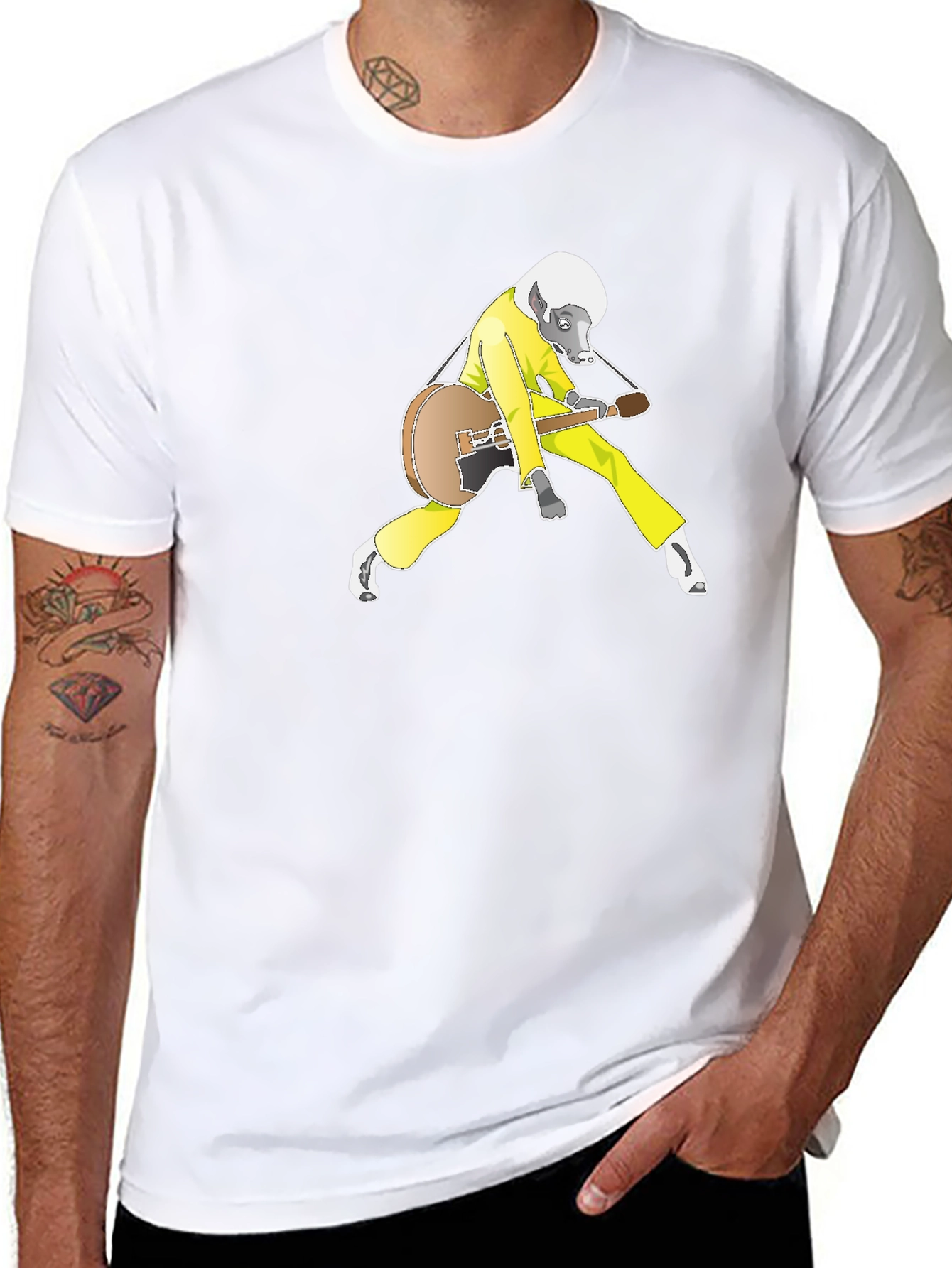Cool Badger Guitarist Graphic Tee