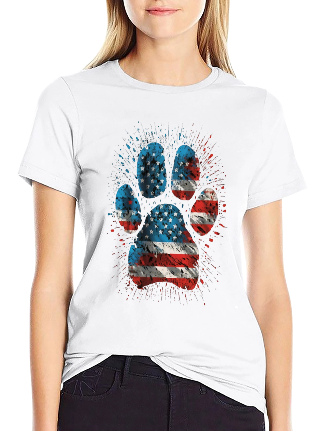American Flag Paw Print Graphic Tee