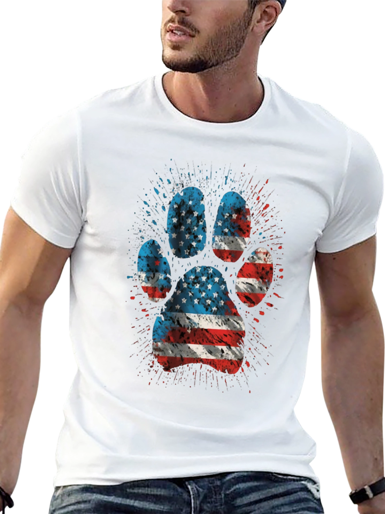 American Flag Paw Print Graphic Tee