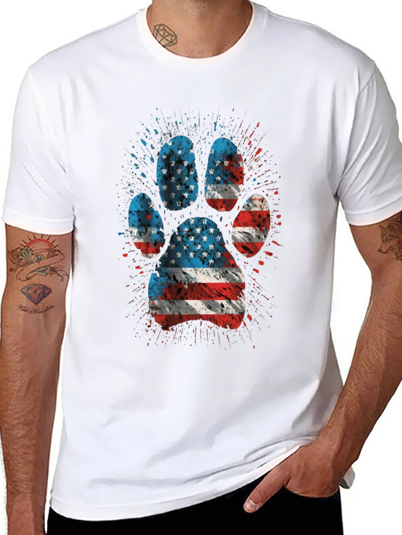 American Flag Paw Print Graphic Tee
