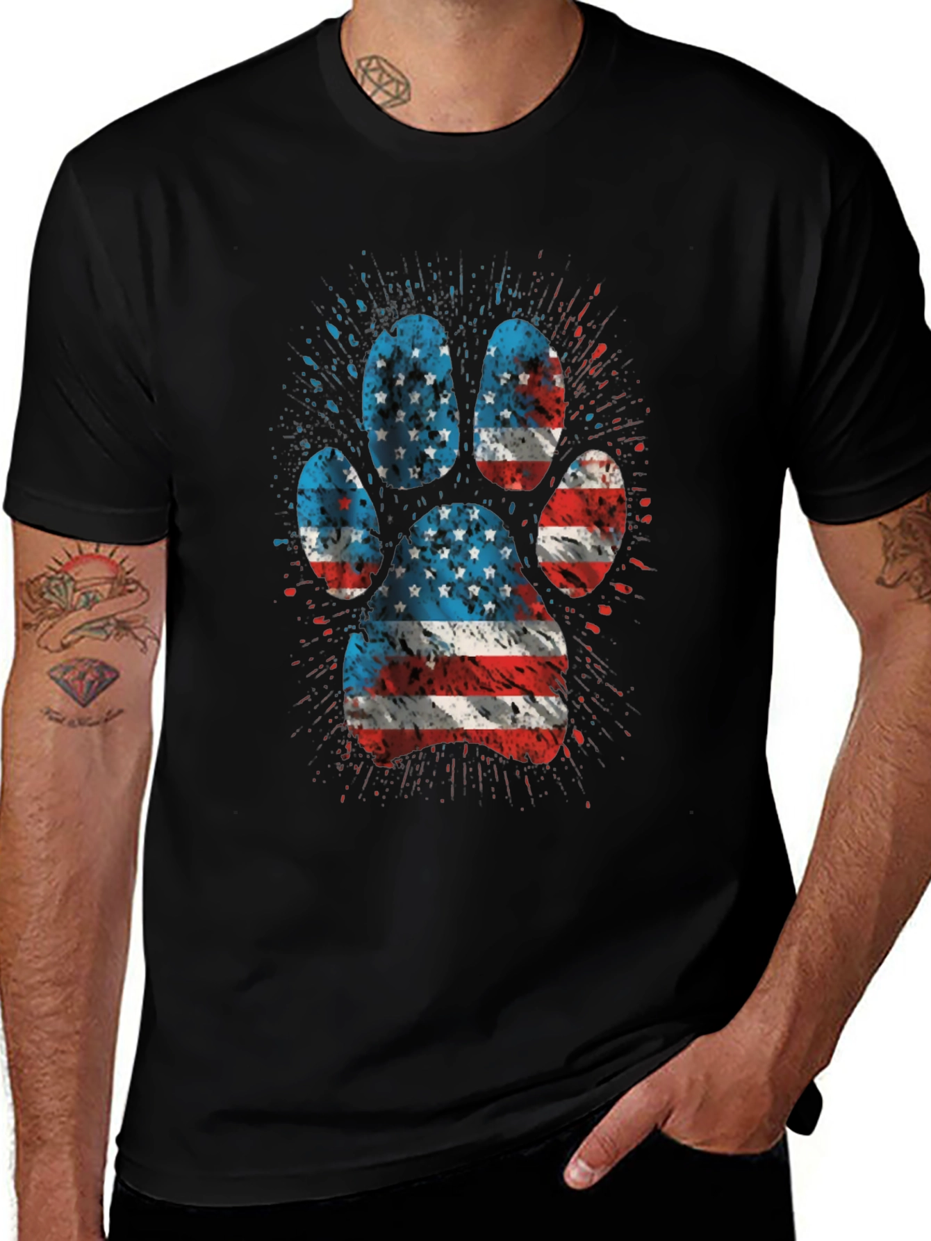 American Flag Paw Print Graphic Tee
