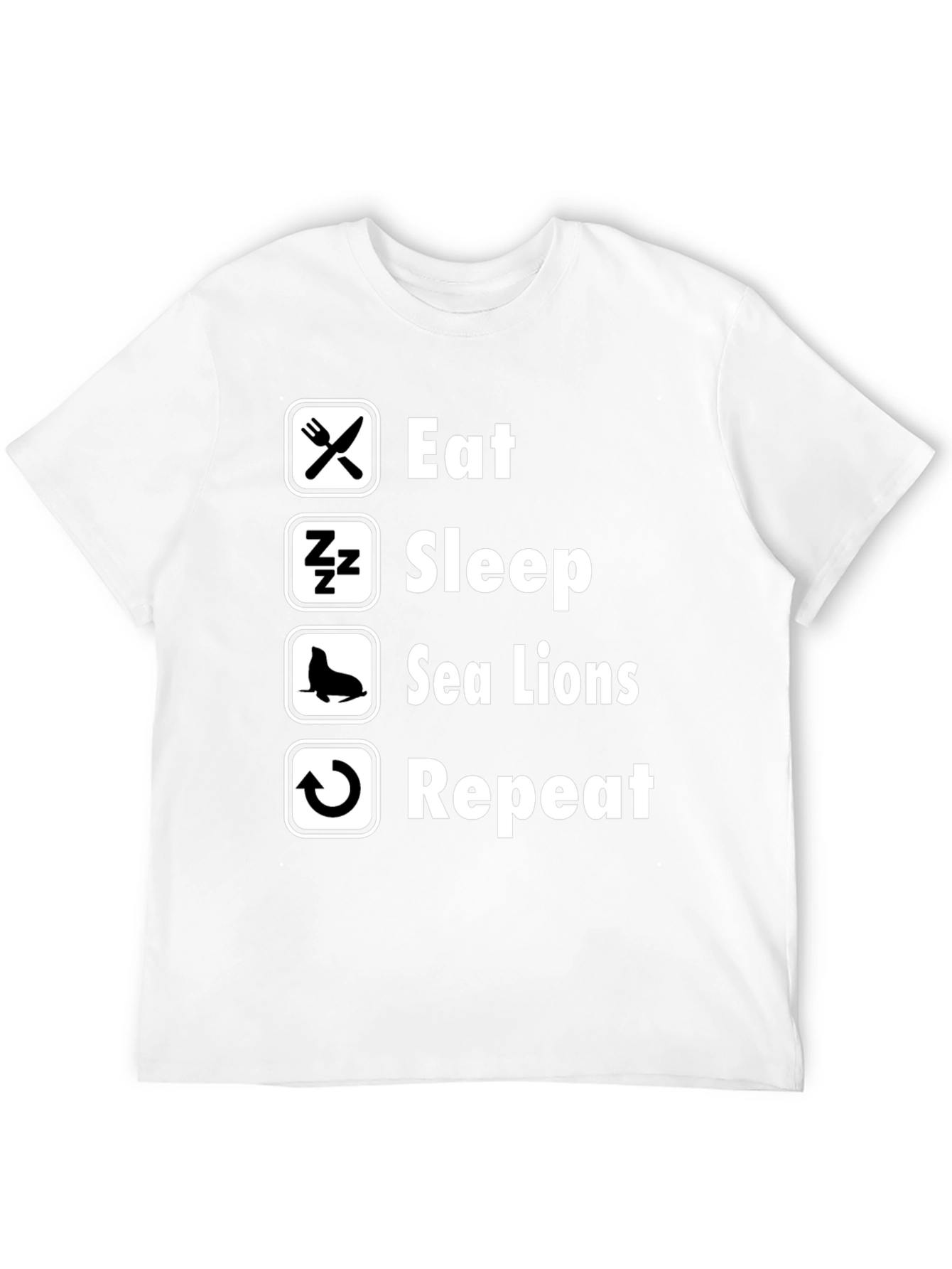 Eat Sleep Sea Lions Repeat Black T-Shirt