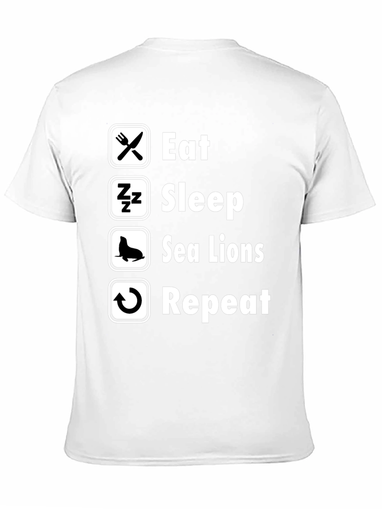 Eat Sleep Sea Lions Repeat Black T-Shirt