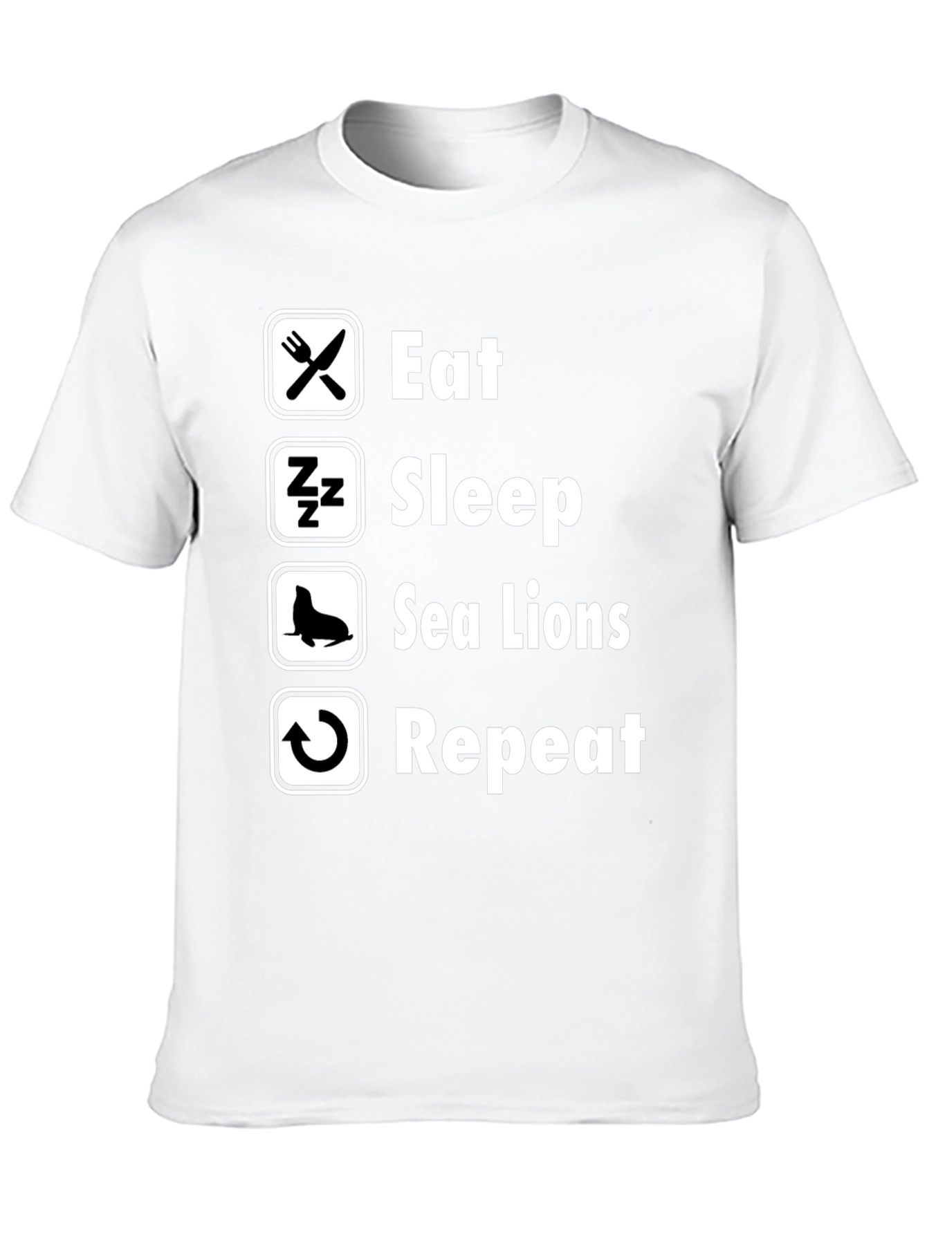 Eat Sleep Sea Lions Repeat Black T-Shirt