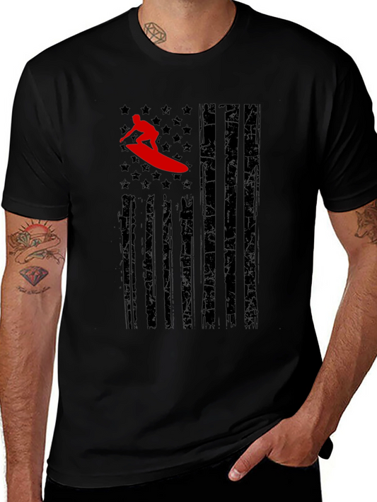 Surfer American Flag Graphic T-Shirt