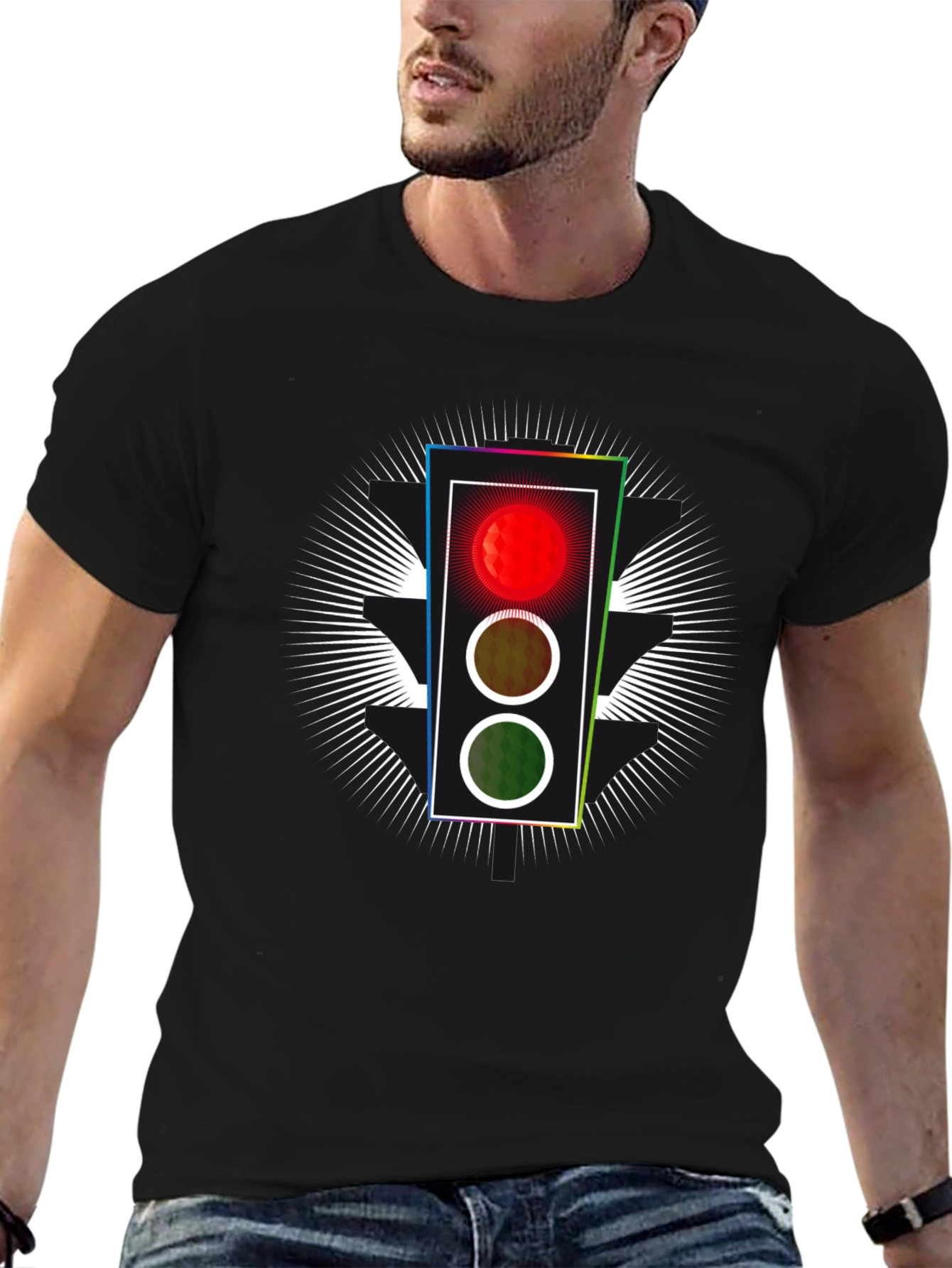 Traffic Light Graphic Tee - Black T-Shirt