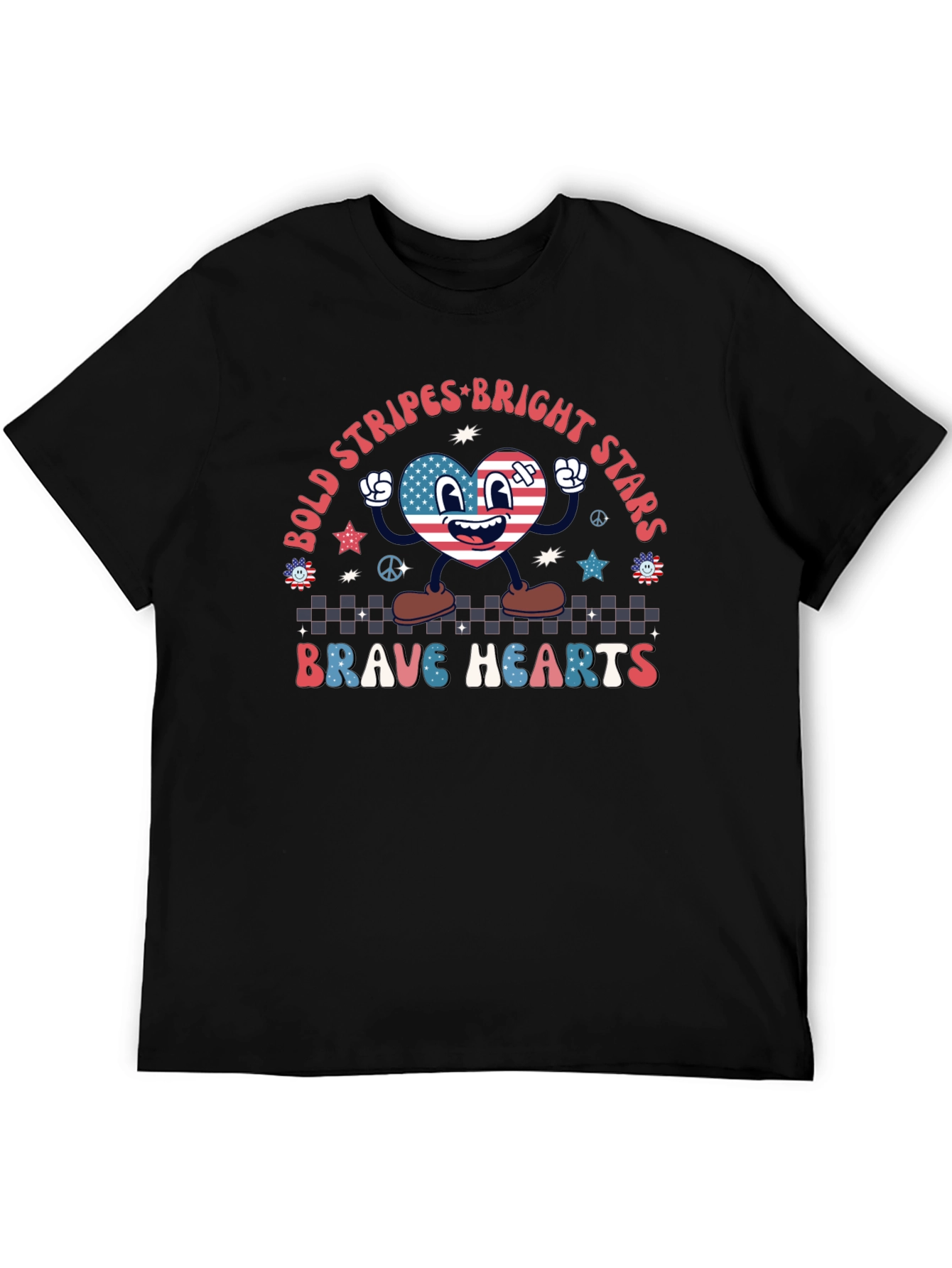 Bold Stripes Bright Stars Brave Hearts Graphic Tee