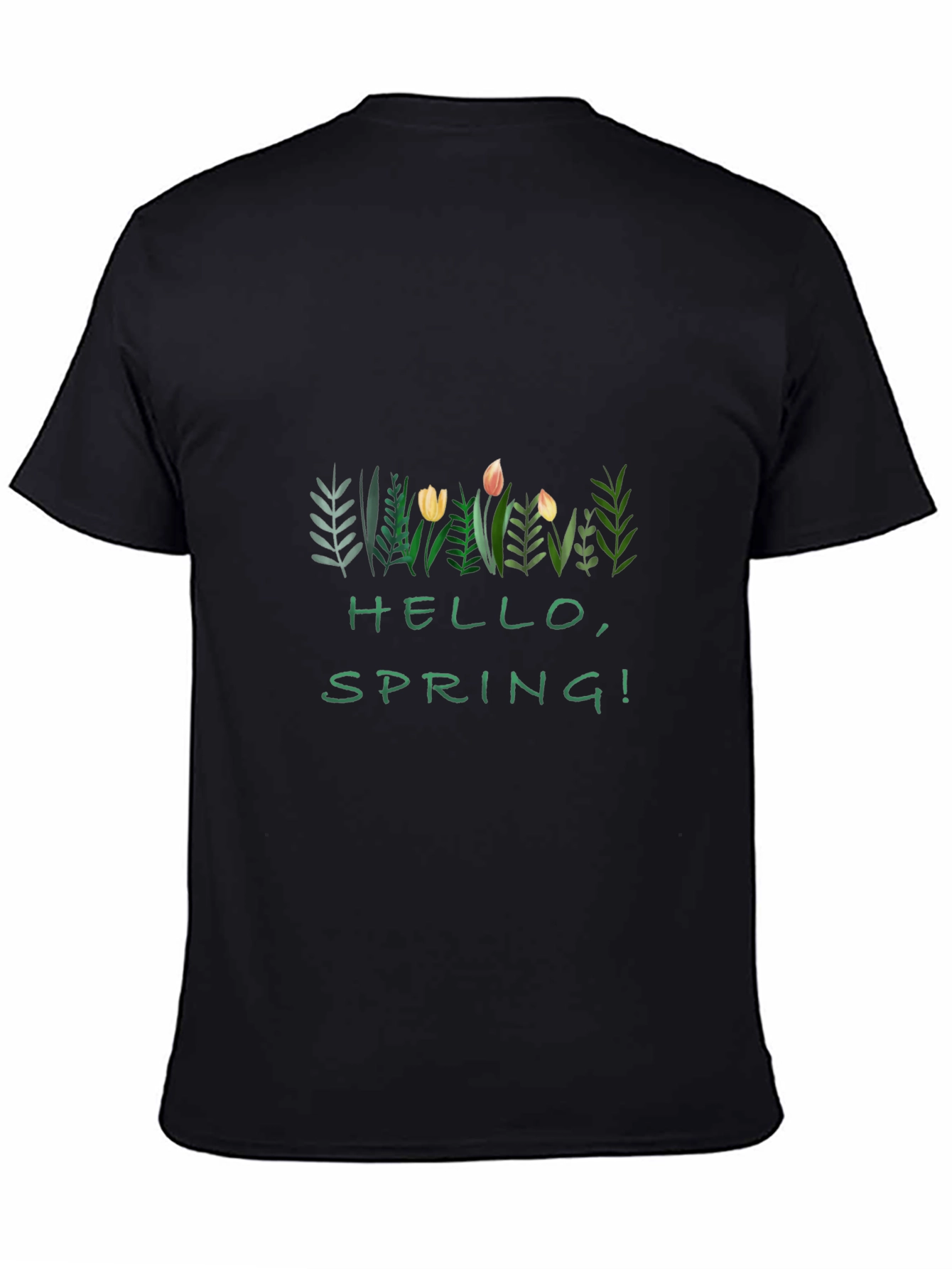 Hello Spring! Graphic Black T-Shirt