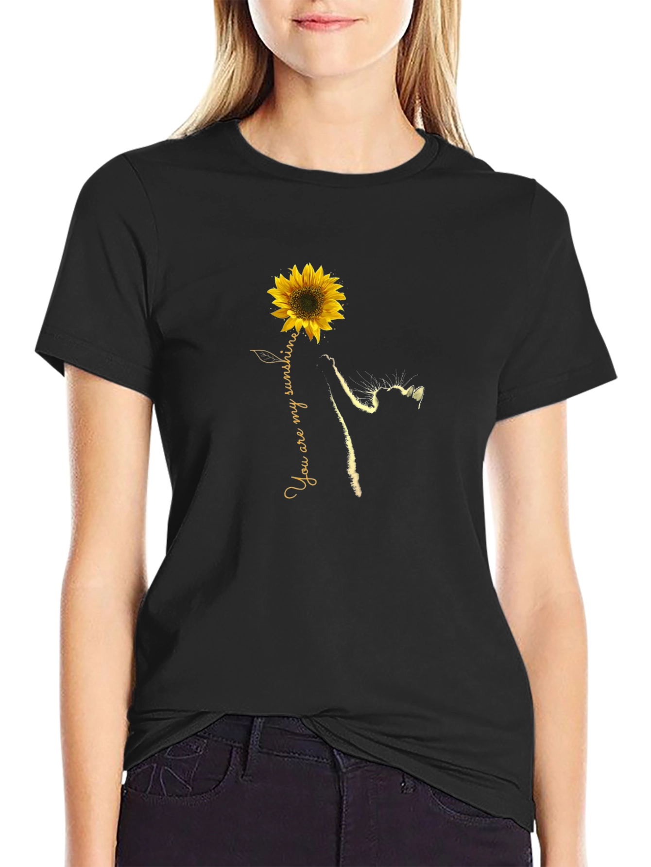 Sunflower Cat T-Shirt - You Are My Sunshine