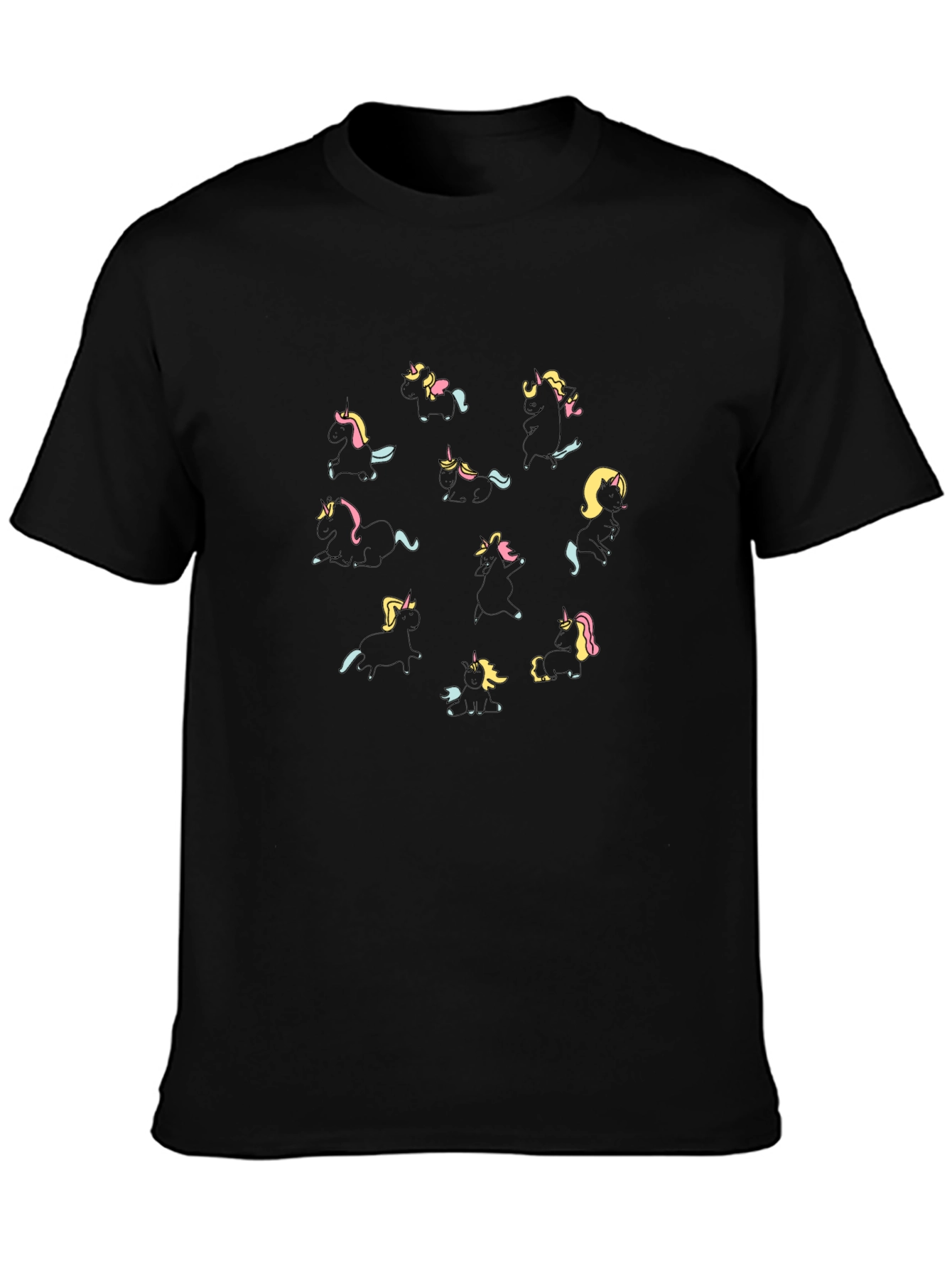 Unicorn Print Black T-Shirt