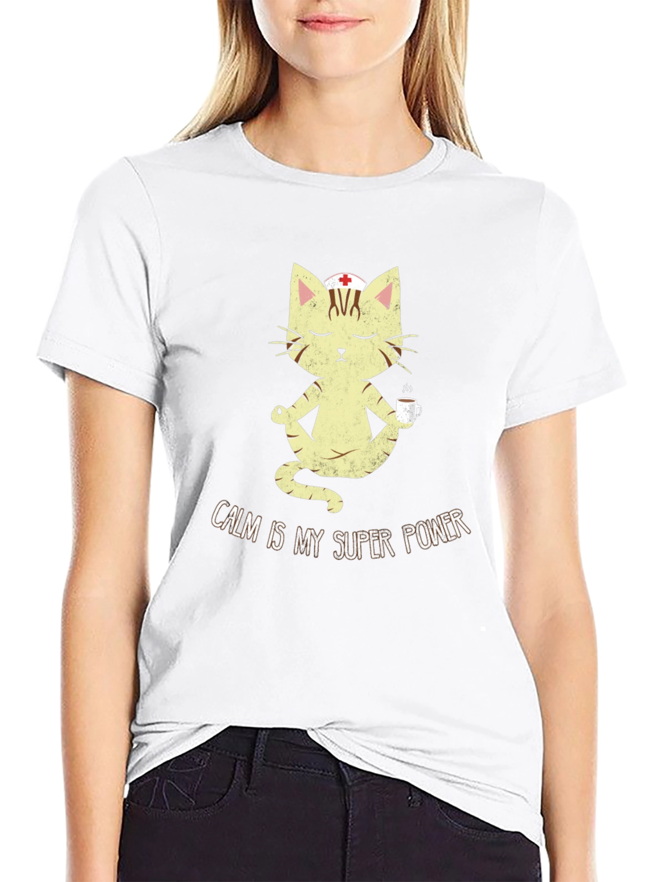 Calm is My Superpower Nurse Cat T-Shirt