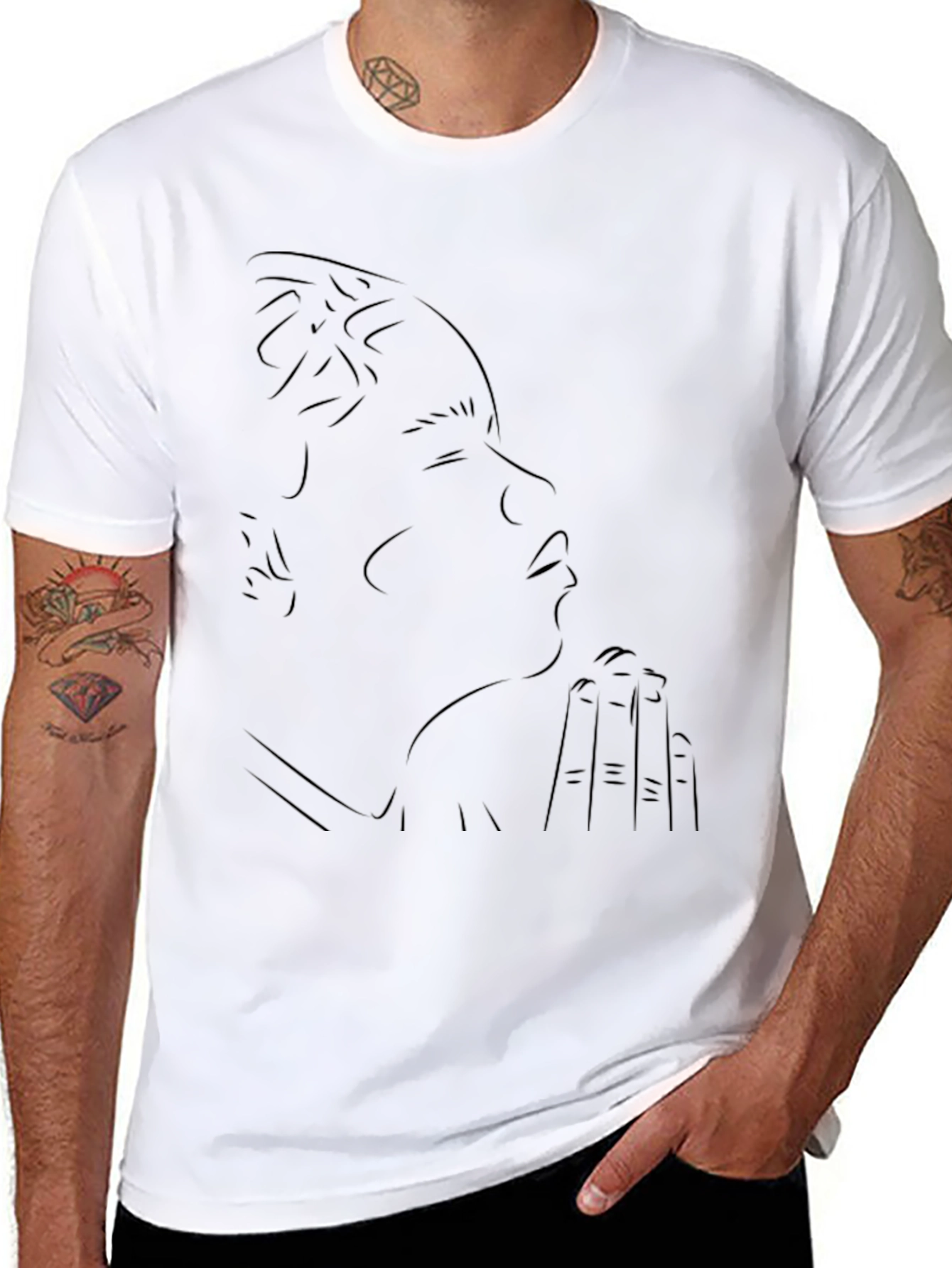 Line Art Graphic Black T-Shirt