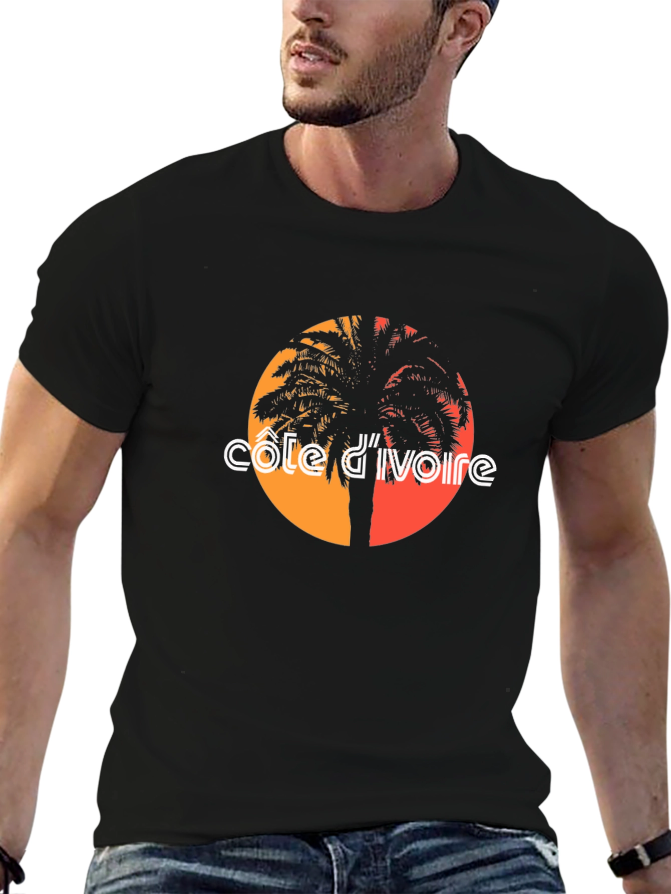 Côte dIvoire Palm Tree Graphic Tee - Black