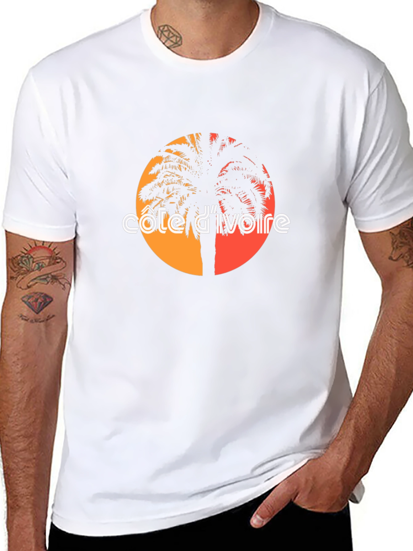 Côte dIvoire Palm Tree Graphic Tee - Black