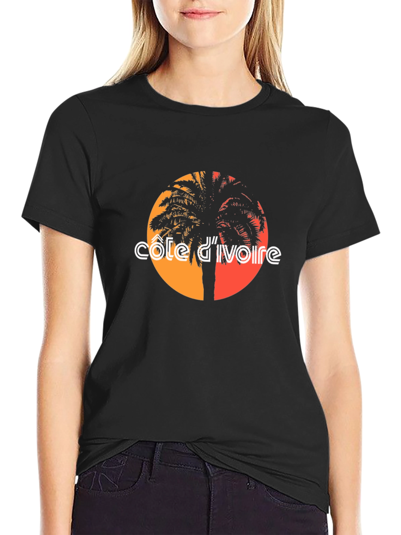 Côte dIvoire Palm Tree Graphic Tee - Black