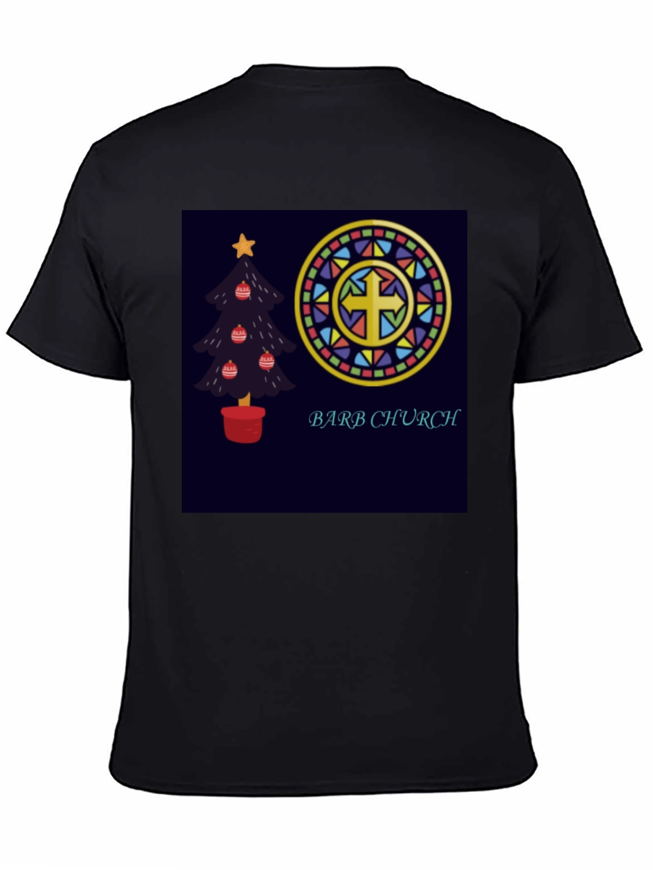 Barb Church Christmas Tree Stained Glass T-Shirt