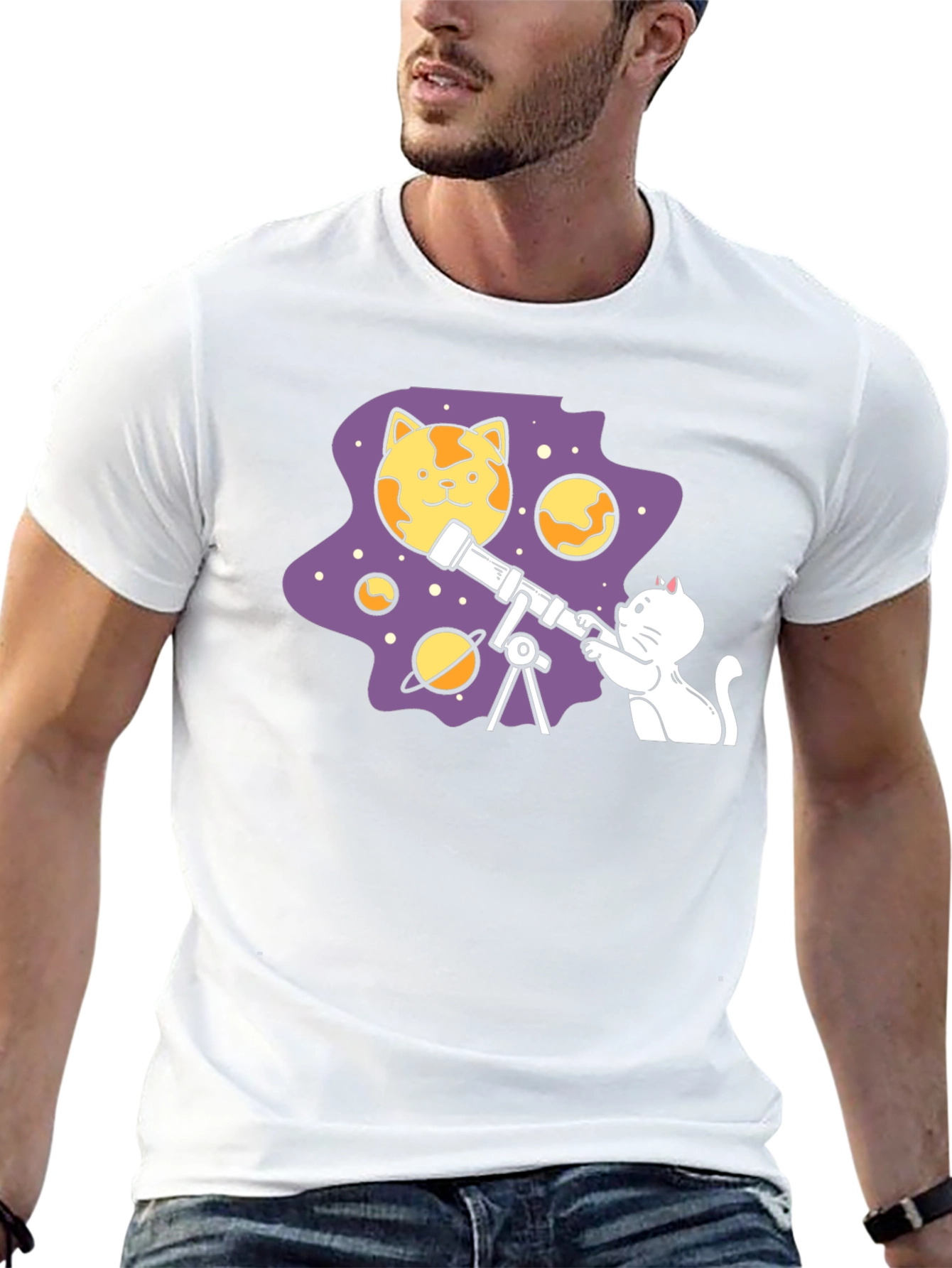 Cat Astronomer T-Shirt - Space Adventure