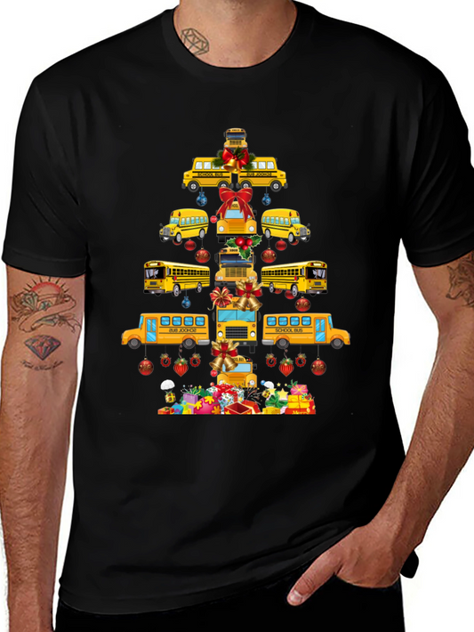 Festive School Bus Christmas Tree T-Shirt
